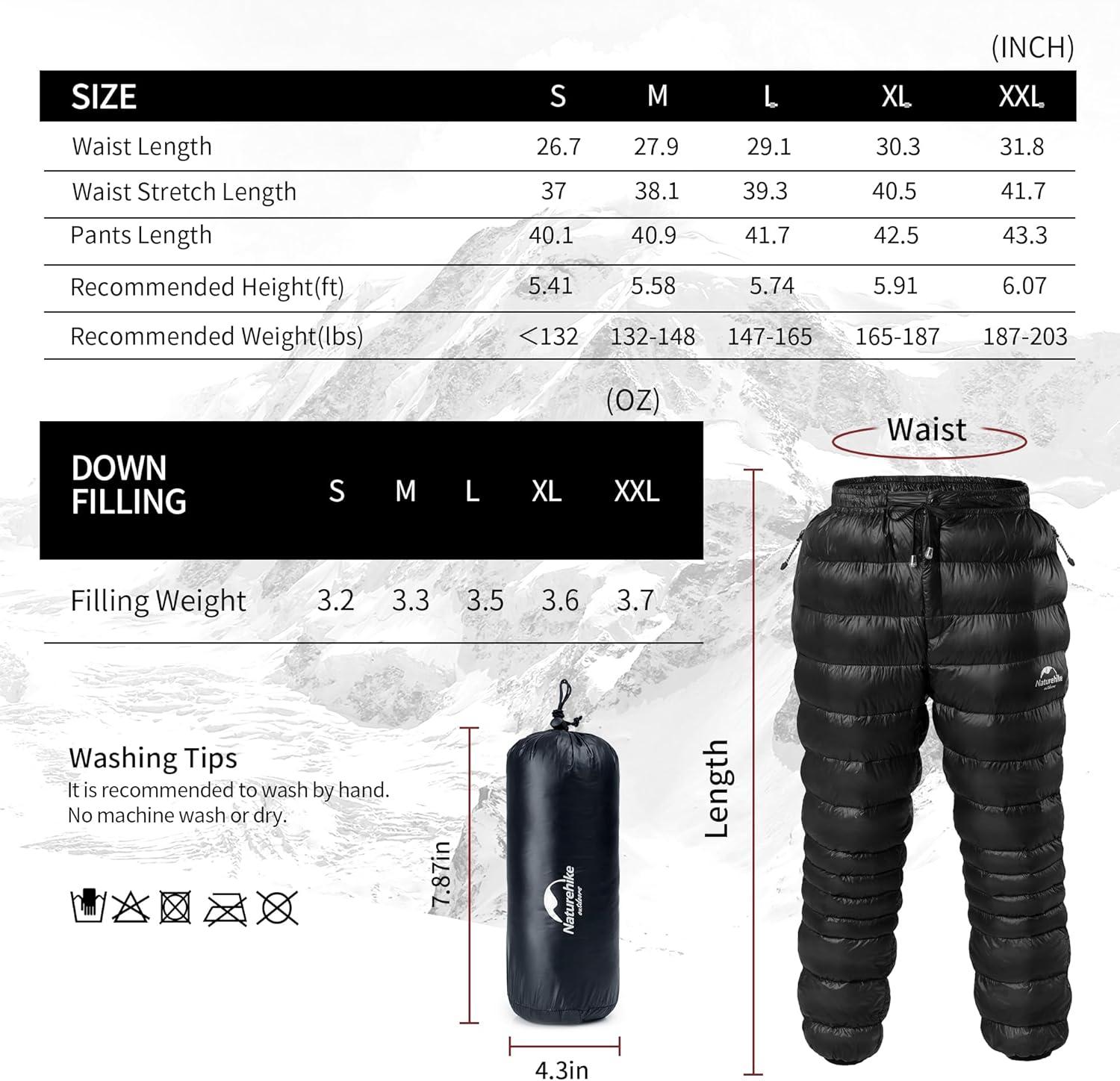 image:imageNaturehike Down PantsMens Womens Puffy PantsWinter Warm Outdoor Men Women Ski Snow PantsCamping Hiking PantsBlack With Pocket L