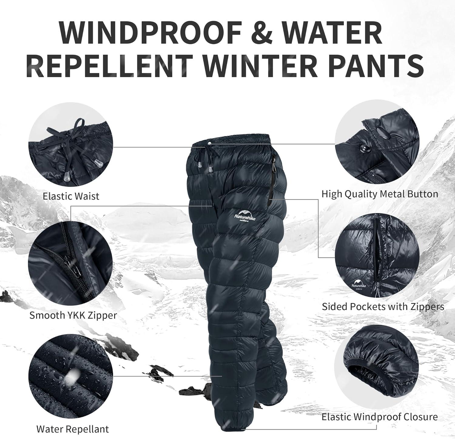 image:imageNaturehike Down PantsMens Womens Puffy PantsWinter Warm Outdoor Men Women Ski Snow PantsCamping Hiking PantsBlack With Pocket L