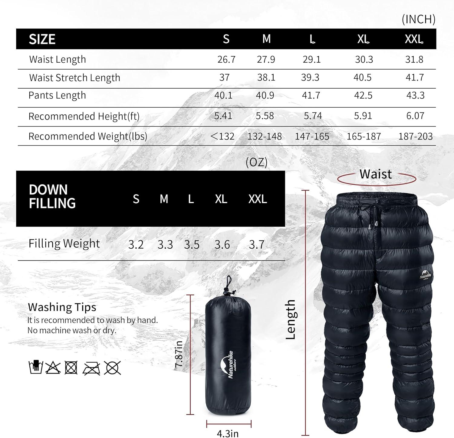 image:imageNaturehike Down PantsMens Womens Puffy PantsWinter Warm Outdoor Men Women Ski Snow PantsCamping Hiking PantsBlack With Pocket M