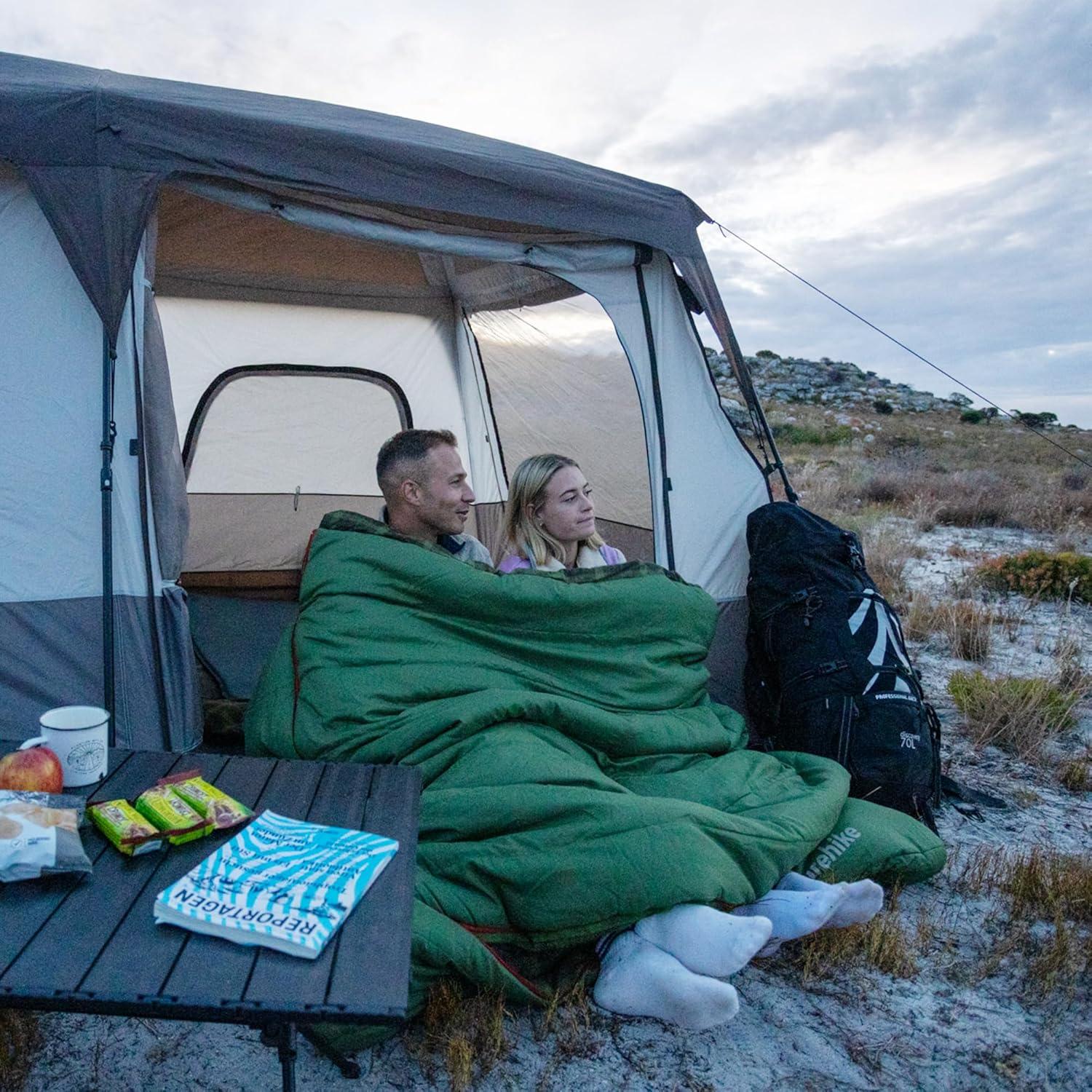 image:imageNaturehike Flannel Sleeping Bag for Adults with Pillows Doublewide Two Person Sleeping Bag for Couples amp Whole Family All Seasons for Camping Hunting amp BeddingDrill GreenISO 30