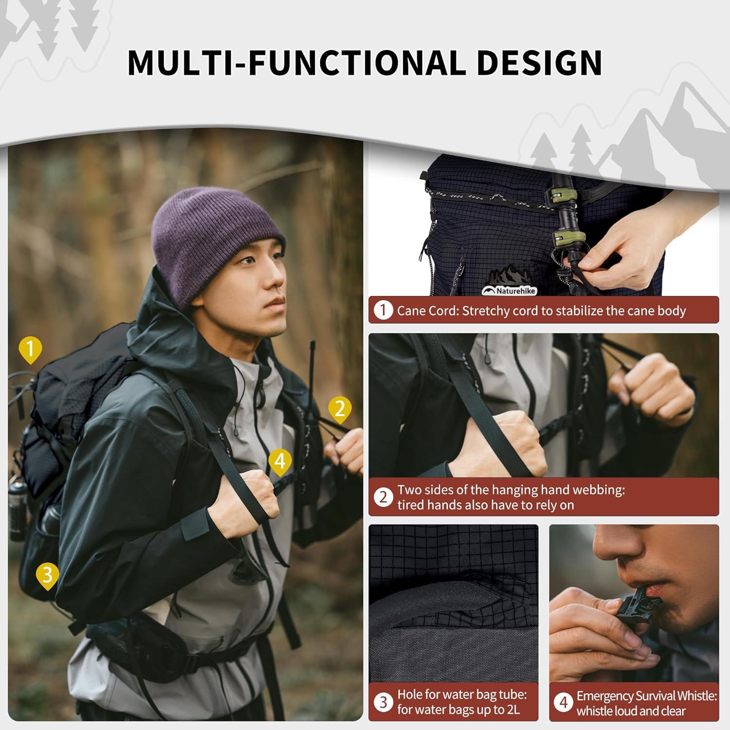 image:imageNaturehike Hiking Backpack 305L Travel Backpack with Macromolecule Fabric Hiking Daypack with AIR Backpack System for Women MenBlack