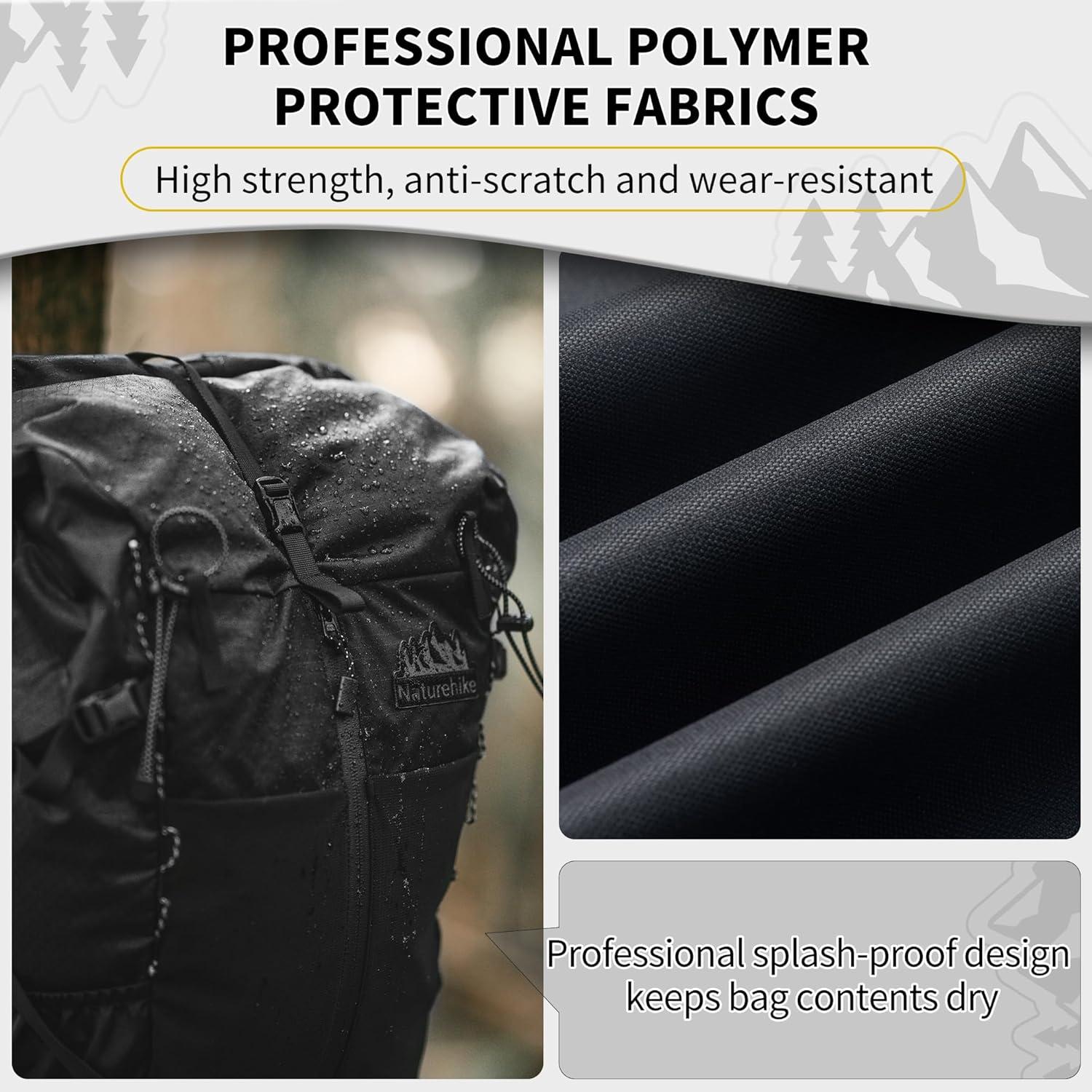 image:imageNaturehike Hiking Backpack 305L Travel Backpack with Macromolecule Fabric Hiking Daypack with AIR Backpack System for Women MenBlack