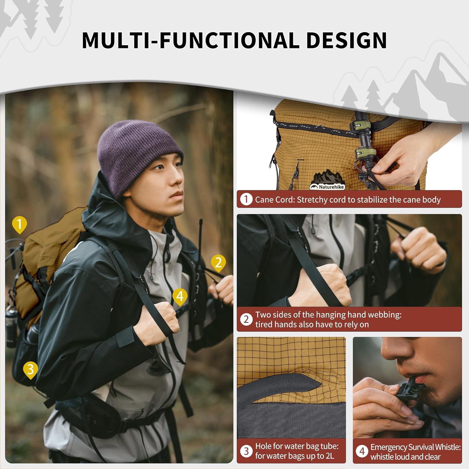image:imageNaturehike Hiking Backpack 305L Travel Backpack with Macromolecule Fabric Hiking Daypack with AIR Backpack System for Women MenBrown