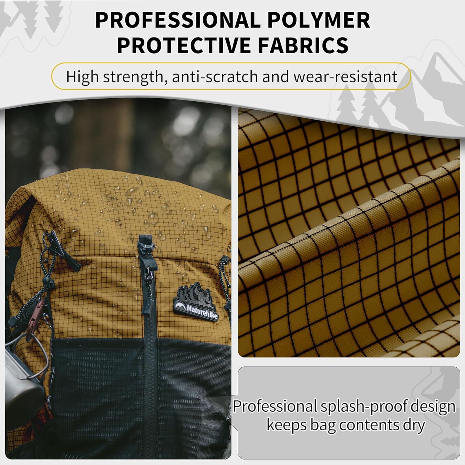 image:imageNaturehike Hiking Backpack 305L Travel Backpack with Macromolecule Fabric Hiking Daypack with AIR Backpack System for Women MenBrown