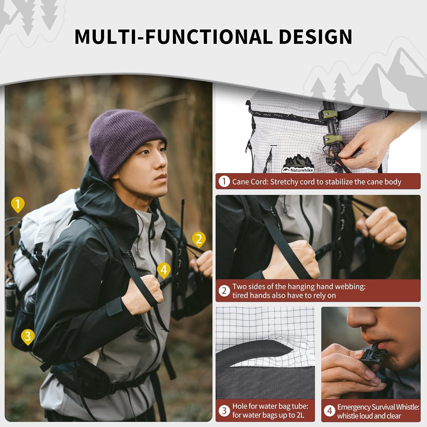 image:imageNaturehike Hiking Backpack 305L Travel Backpack with Macromolecule Fabric Hiking Daypack with AIR Backpack System for Women MenWhite