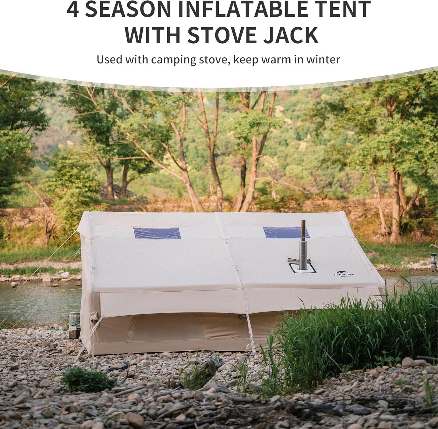 image:imageNaturehike Inflatable Hot Tent with Stove Jack Easy Set up 48 Person Camping Tents 4 Season Inflatable Tents for Camping Windproof Cold Weather Winter Tent