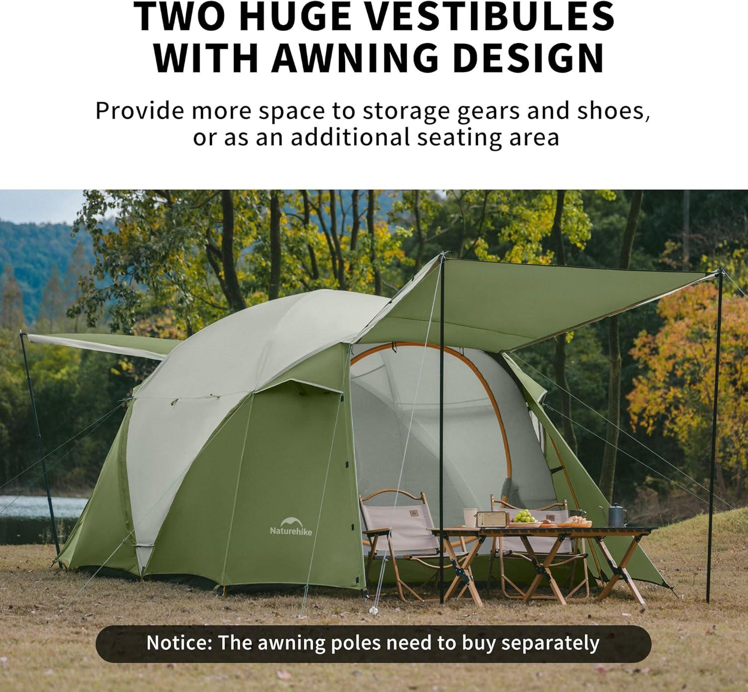 image:imageNaturehike KOTA Camping Tent Double Layer Waterproof Tents for Camping Large and Tall Family Tent with Vestibules Porch4 Person