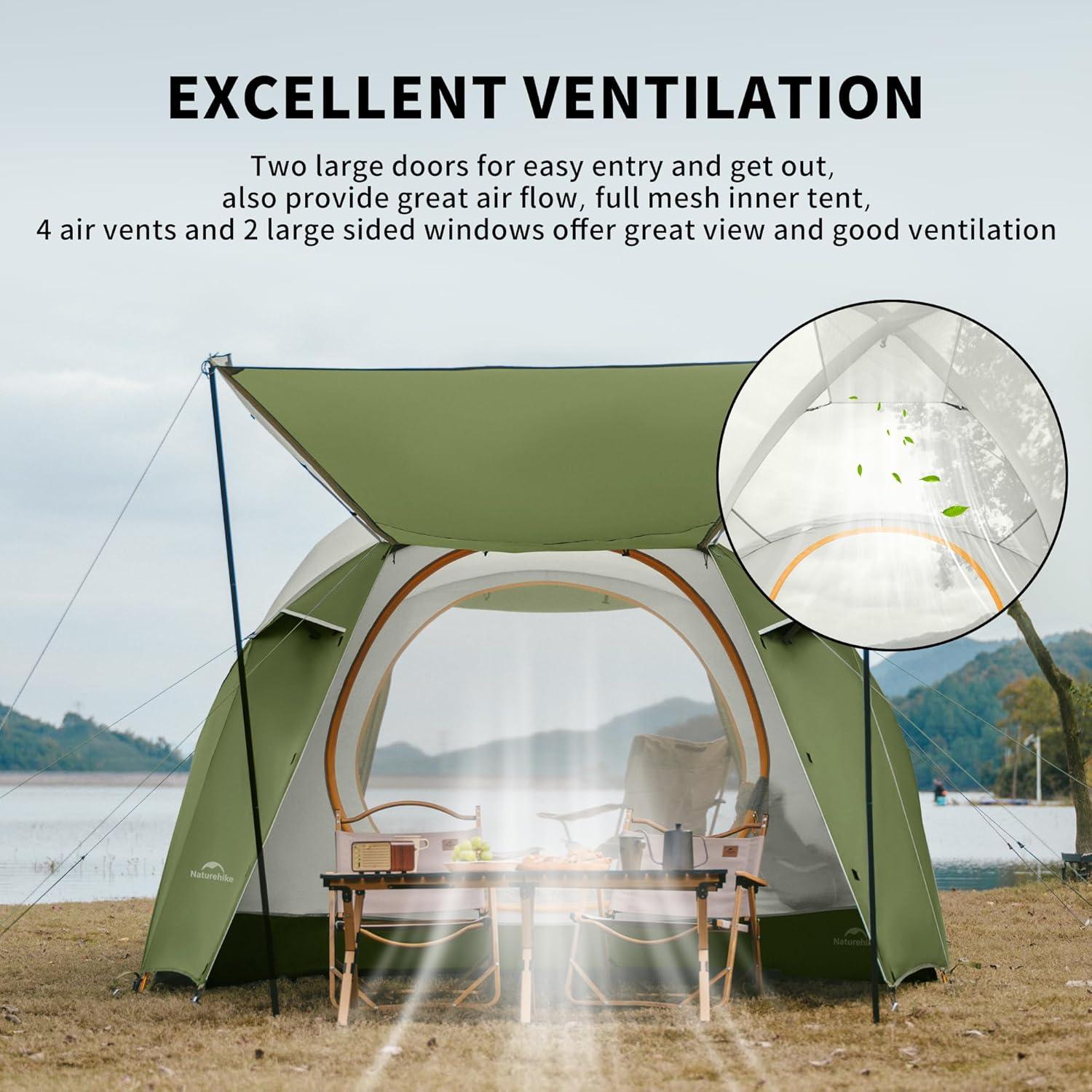 image:imageNaturehike KOTA Camping Tent Double Layer Waterproof Tents for Camping Large and Tall Family Tent with Vestibules Porch4 Person