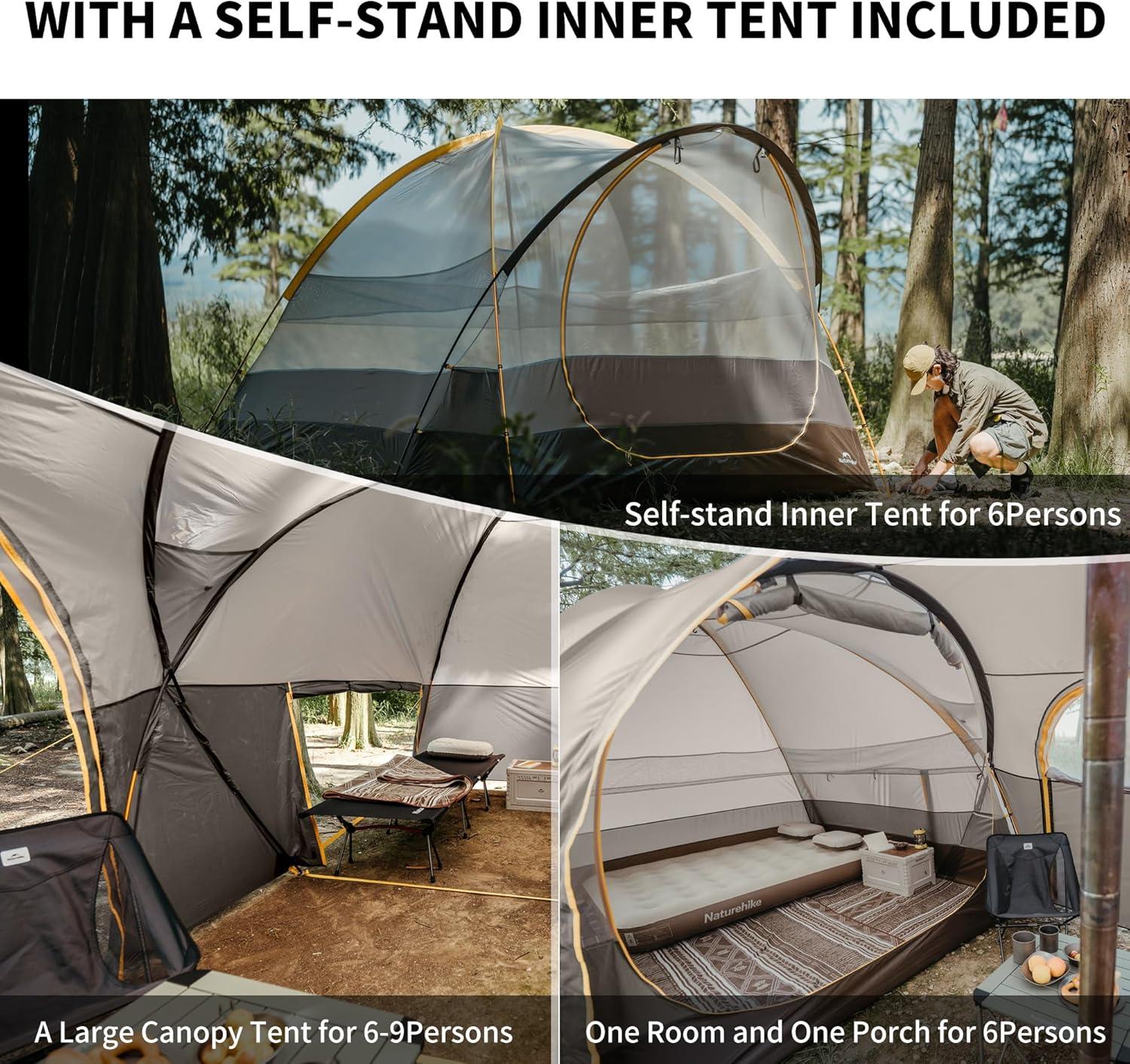 image:imageNaturehike KOTA Camping Tent Double Layer Waterproof Tents for Camping Large and Tall Family Tent with Vestibules Porch6 Person
