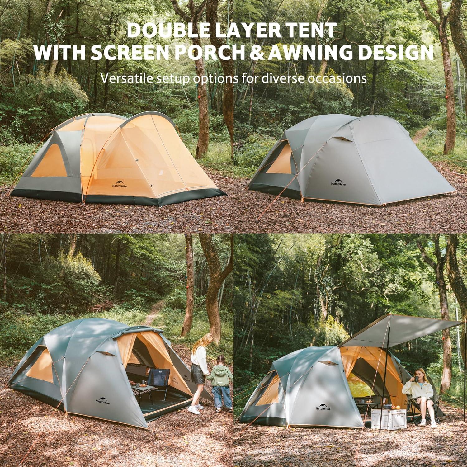 image:imageNaturehike KOTA Camping Tent Double Layer Waterproof Tents for Camping Large and Tall Family Tent with Vestibules Porch8 Person