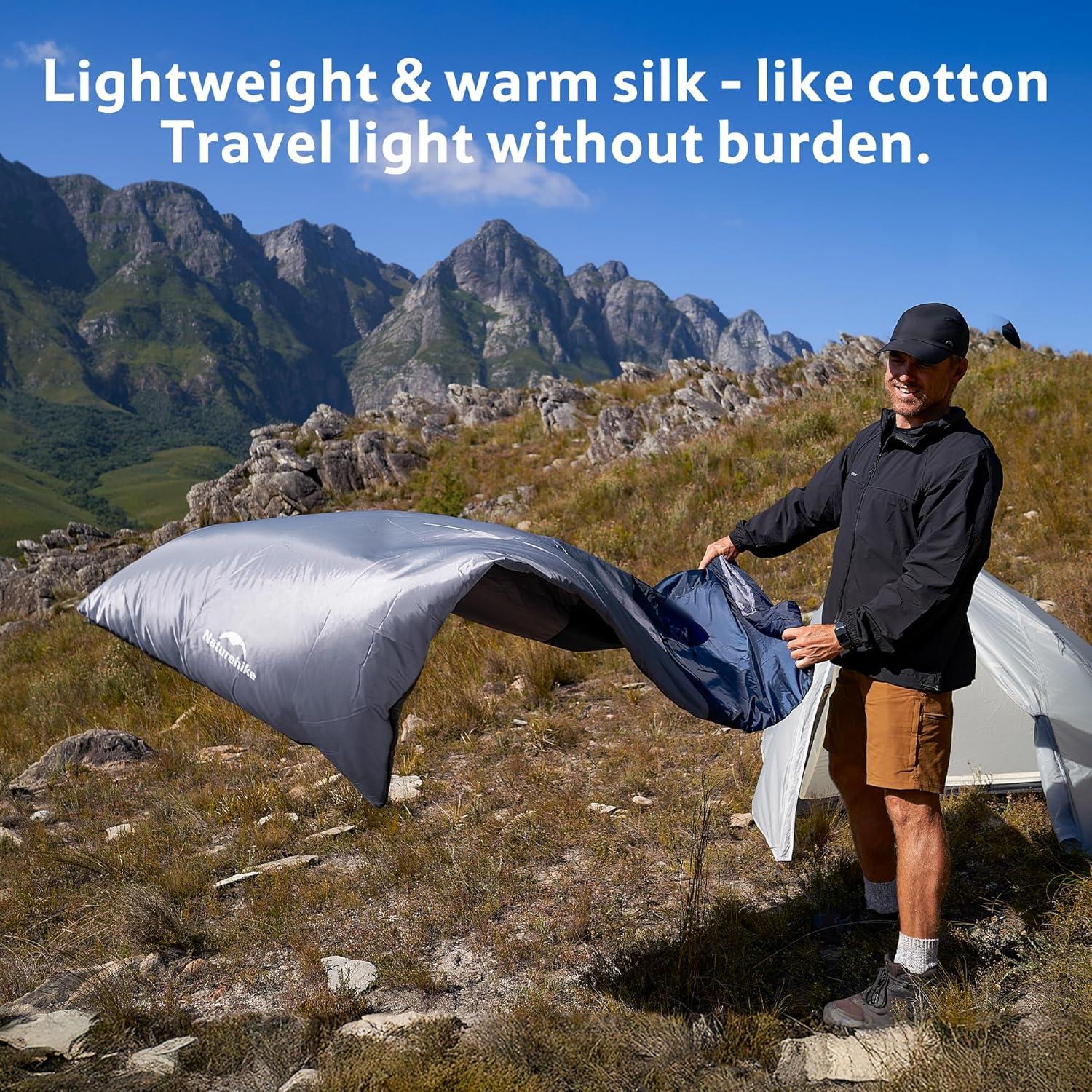 image:imageNaturehike Lightweight Compact Sleeping Bag 5932 Envelope Ultralight Backpacking Sleeping Bag Portable Waterproof with Compression Sack for ColdampWarm Camping Traveling HikingBlue