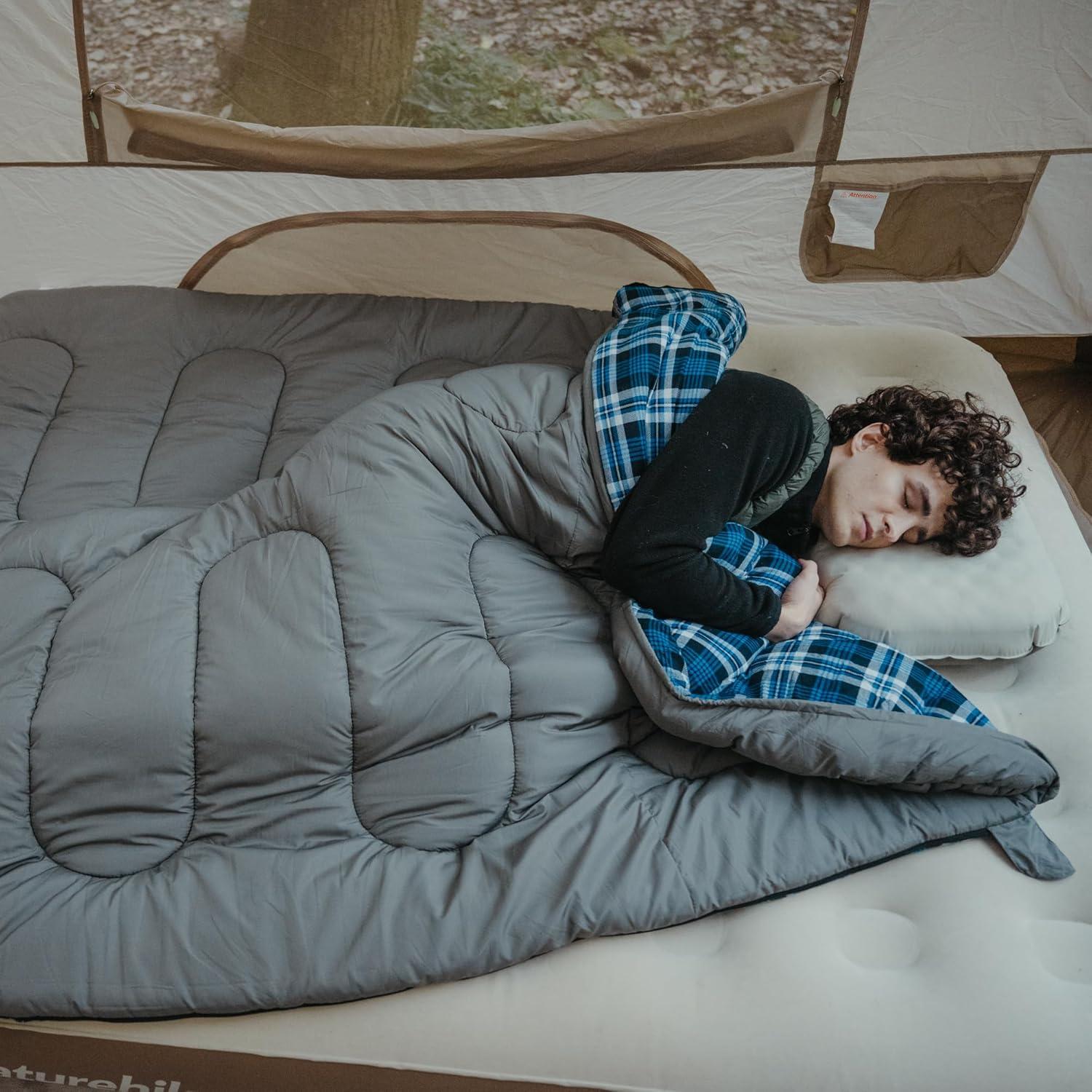 image:imageNaturehike Lightweight Compact Sleeping Bag 5932 Envelope Ultralight Backpacking Sleeping Bag Portable Waterproof with Compression Sack for ColdampWarm Camping Traveling HikingGray