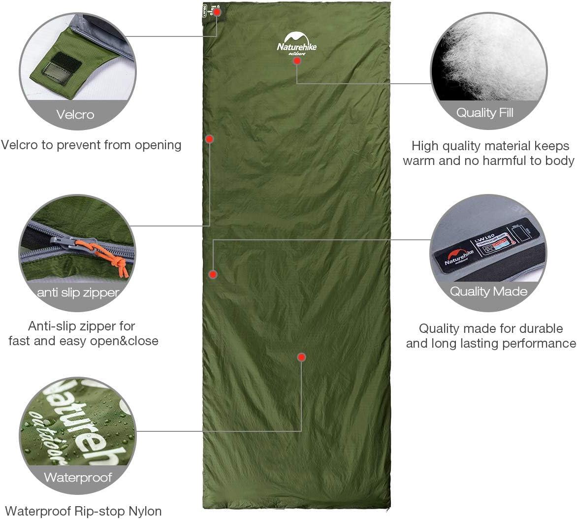 image:imageNaturehike Lightweight Compact Sleeping Bag 5932 Envelope Ultralight Backpacking Sleeping Bag Portable Waterproof with Compression Sack for ColdampWarm Camping Traveling HikingNavy Green