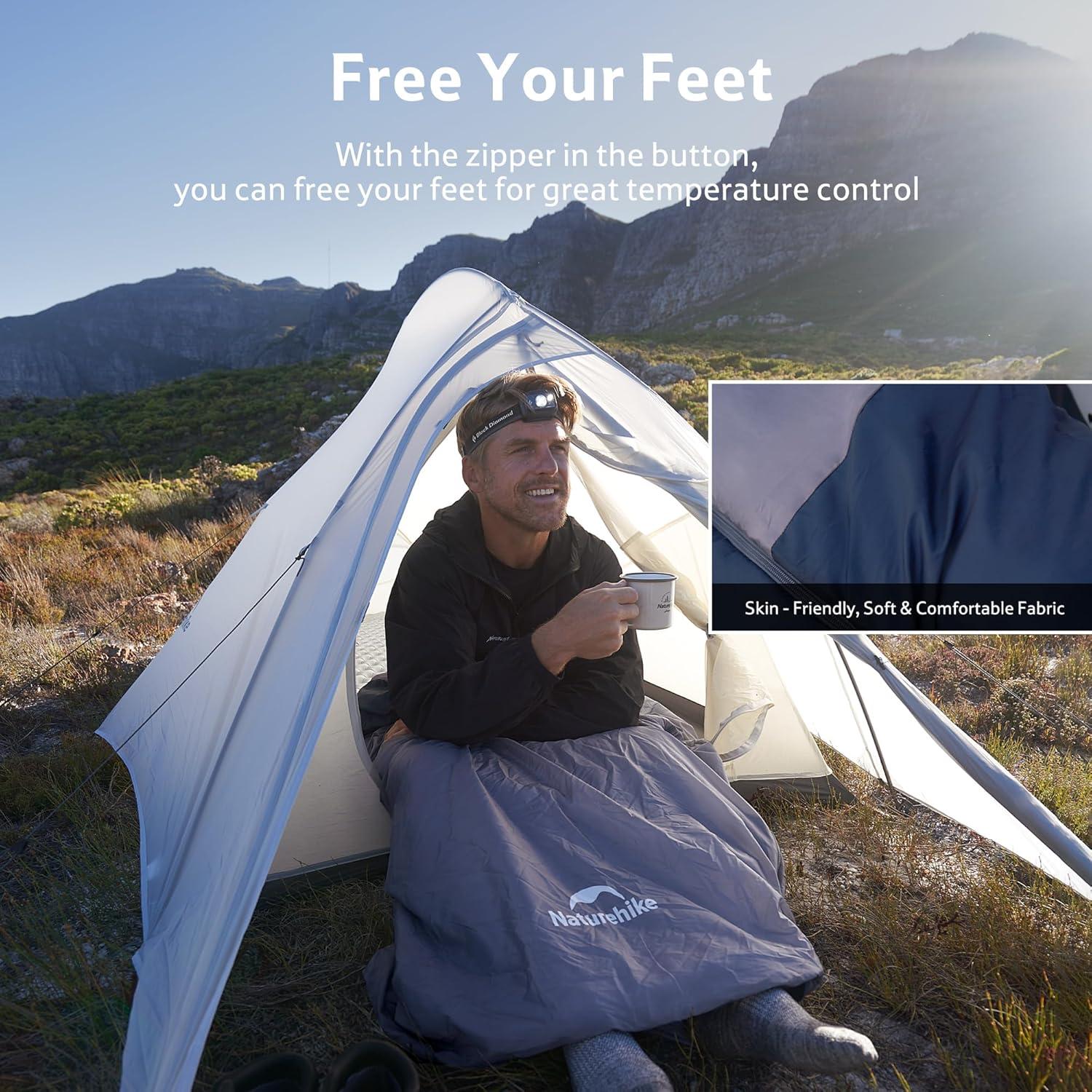 image:imageNaturehike Lightweight Compact Sleeping Bag 5932 Envelope Ultralight Backpacking Sleeping Bag Portable Waterproof with Compression Sack for ColdampWarm Camping Traveling HikingBlue