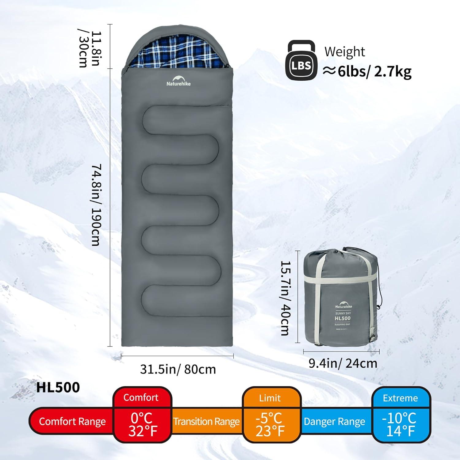 image:imageNaturehike Lightweight Compact Sleeping Bag 5932 Envelope Ultralight Backpacking Sleeping Bag Portable Waterproof with Compression Sack for ColdampWarm Camping Traveling HikingGray
