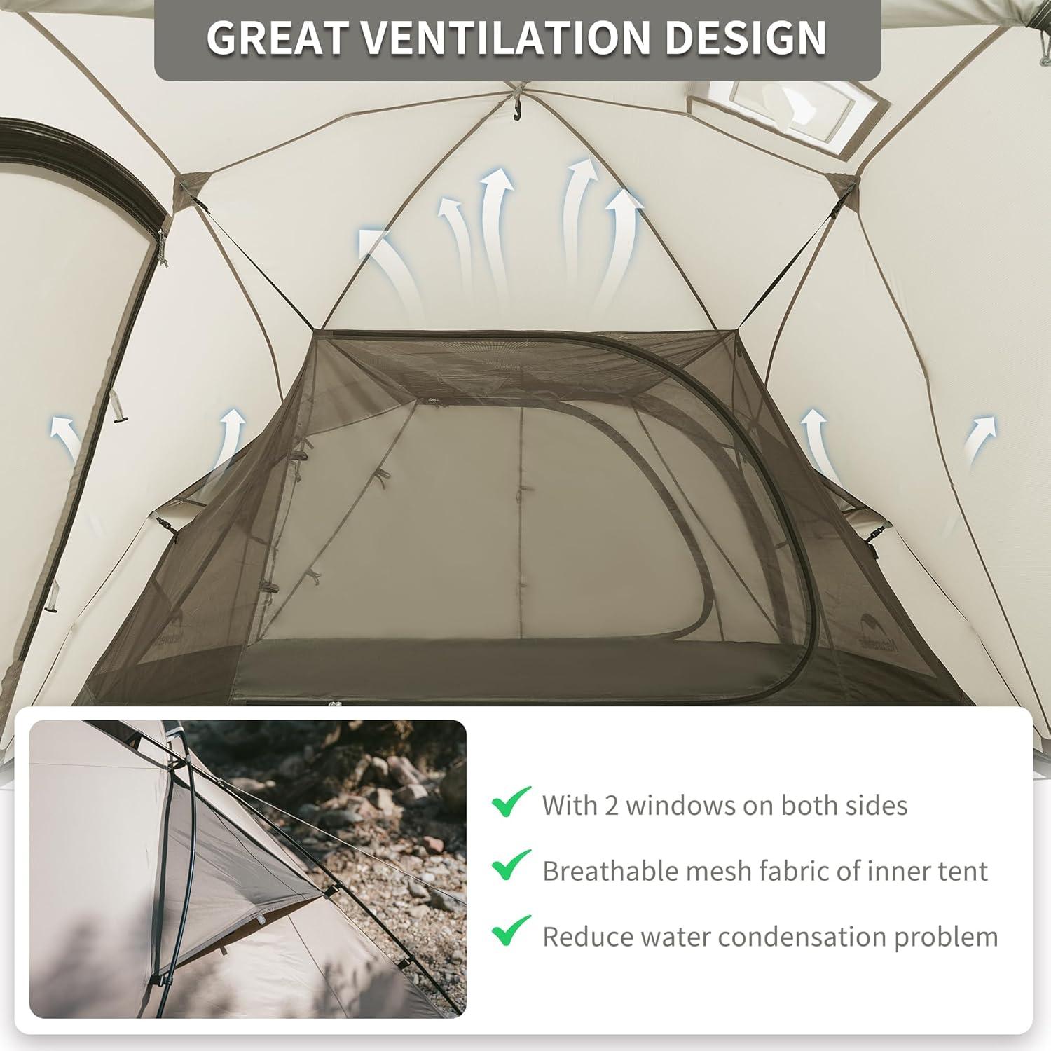 image:imageNaturehike Massif Hot Tent with Stove Jack Waterproof Windproof 4 Season Tent 24 Person Cold Weather Winter Tents for Camping2 Person