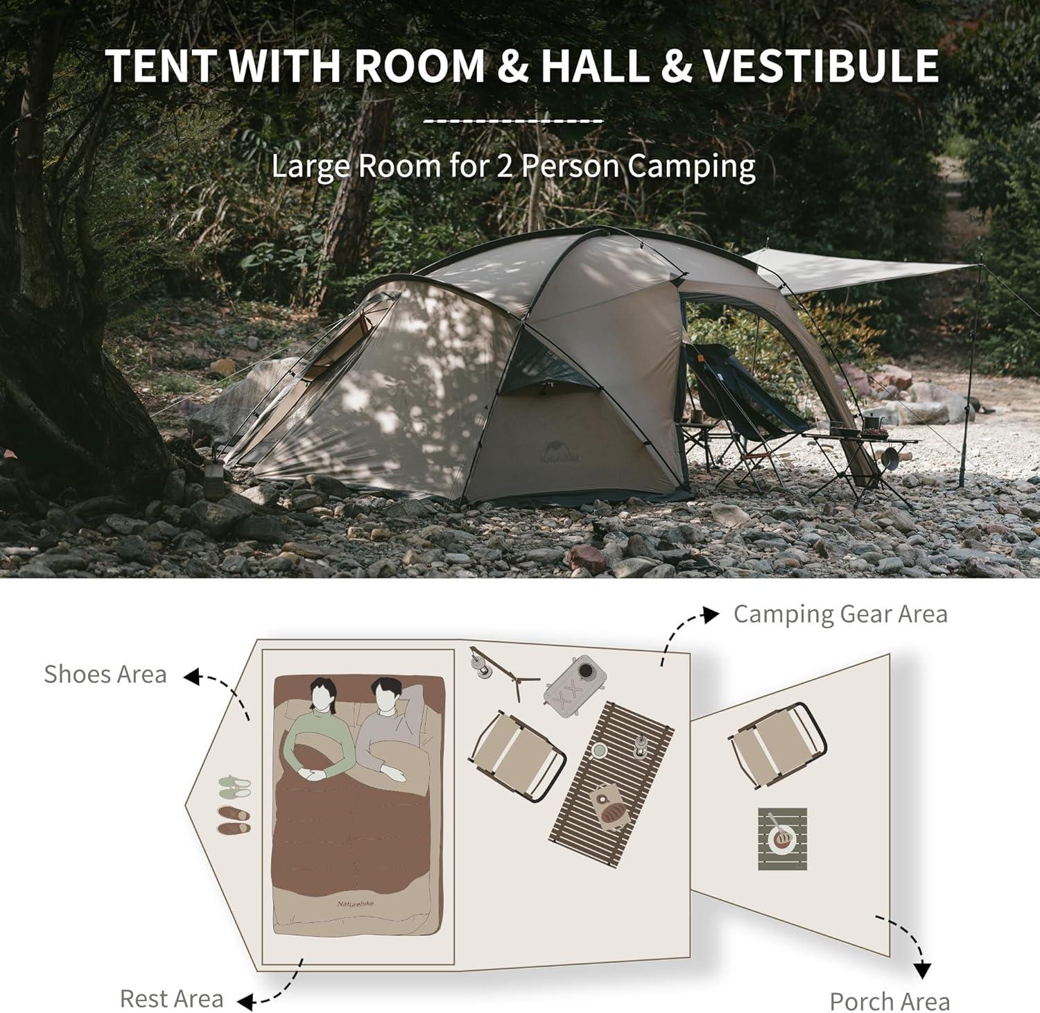 image:imageNaturehike Massif Hot Tent with Stove Jack Waterproof Windproof 4 Season Tent 24 Person Cold Weather Winter Tents for Camping2 Person