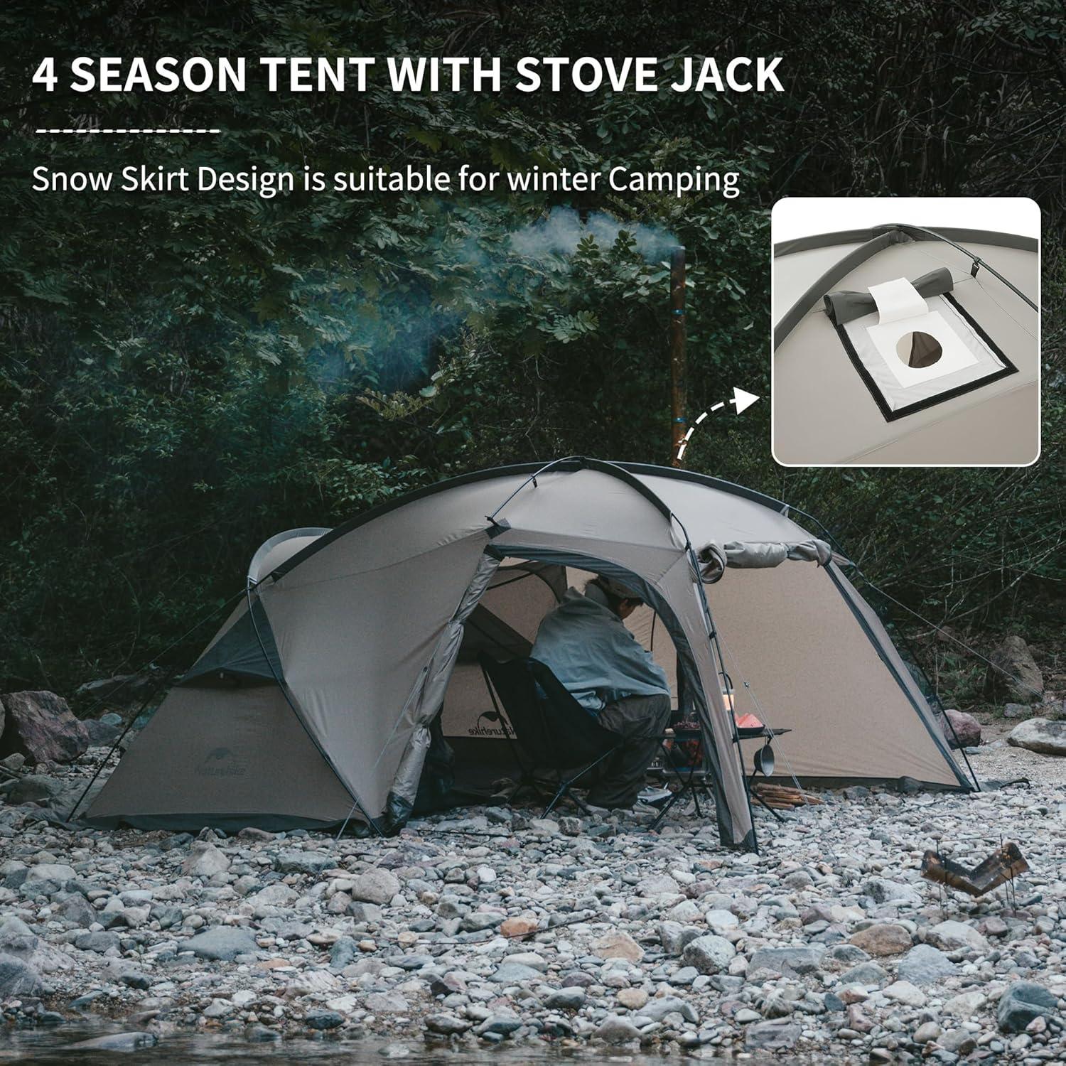 image:imageNaturehike Massif Hot Tent with Stove Jack Waterproof Windproof 4 Season Tent 24 Person Cold Weather Winter Tents for Camping2 Person
