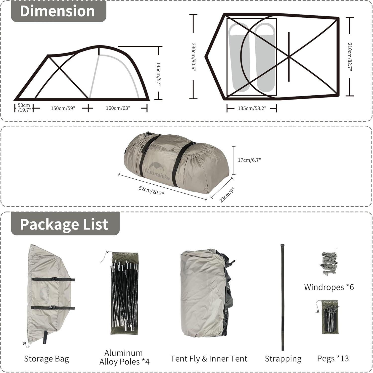 image:imageNaturehike Massif Hot Tent with Stove Jack Waterproof Windproof 4 Season Tent 24 Person Cold Weather Winter Tents for Camping2 Person