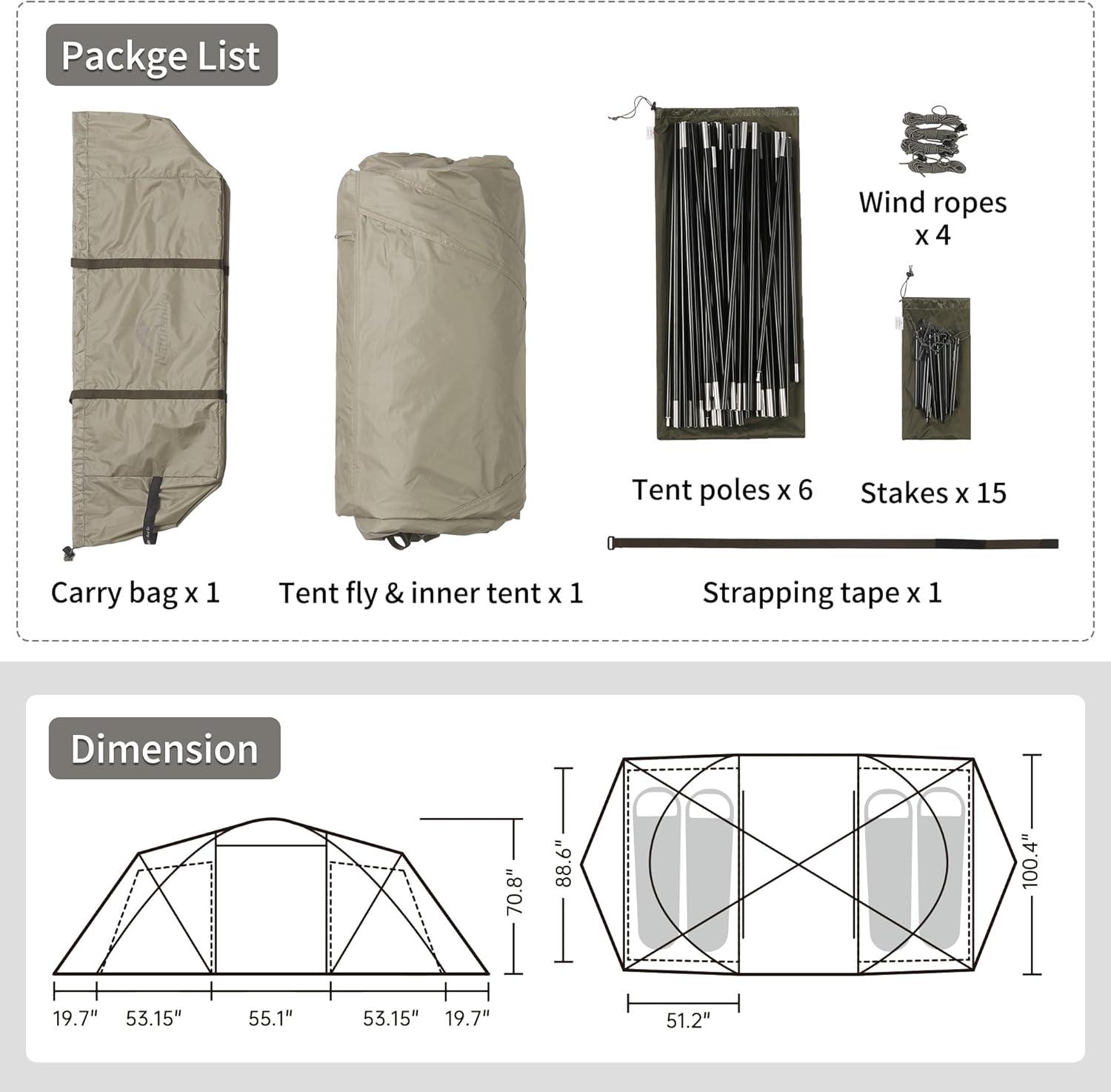 image:imageNaturehike Massif Hot Tent with Stove Jack Waterproof Windproof 4 Season Tent 24 Person Cold Weather Winter Tents for Camping4 Person