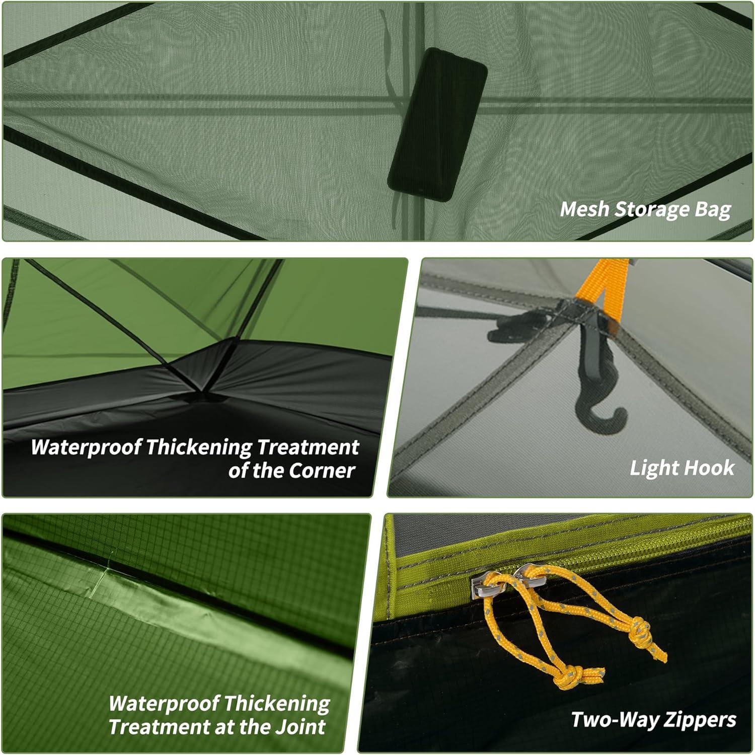 image:imageNaturehike Mongar Backpacking Tent 3 Season Ultralight Lightweight Double Layer Free Standing Tents for Camping Hiking CyclingForest Green