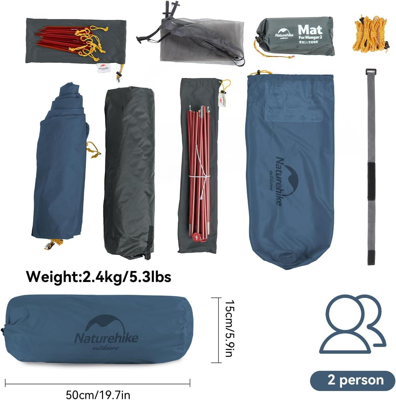 image:imageNaturehike Mongar Backpacking Tent 3 Season Ultralight Lightweight Double Layer Free Standing Tents for Camping Hiking CyclingNavy Blue