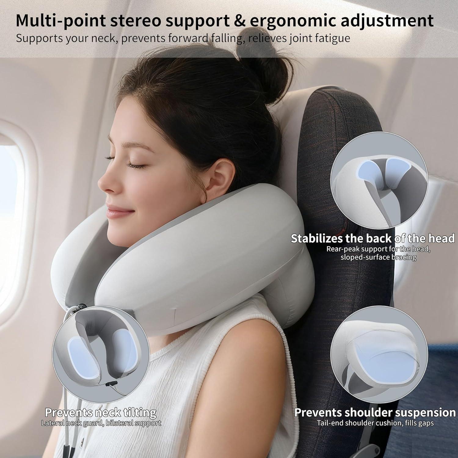 image:imageNaturehike Neck Pillow Aeroplane Inflatable Pressure Air Cushion Inflatable Travel Pillow Lightweight Neck Pillow Adult for Airplane Train OfficeGrey