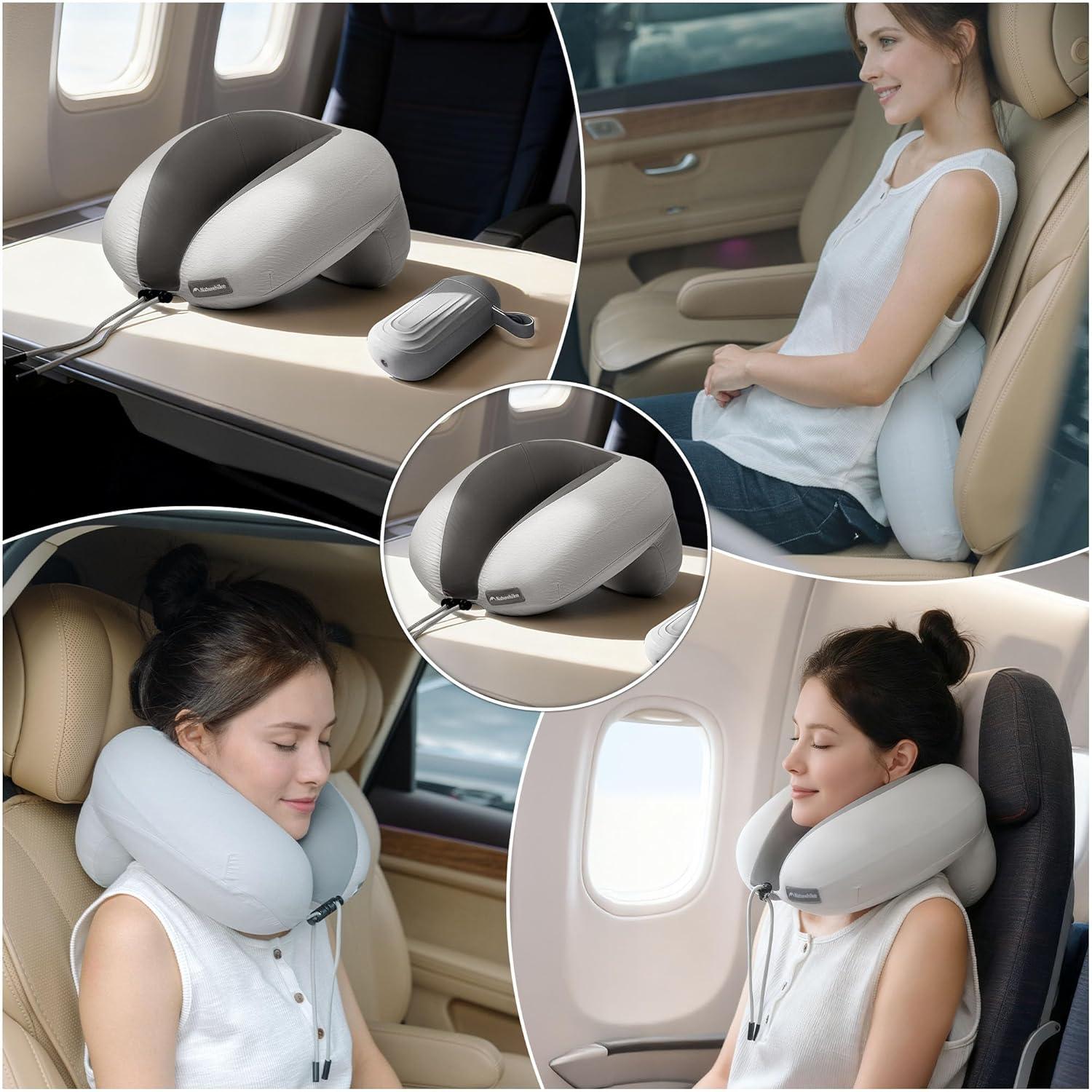 image:imageNaturehike Neck Pillow Aeroplane Inflatable Pressure Air Cushion Inflatable Travel Pillow Lightweight Neck Pillow Adult for Airplane Train OfficeGrey