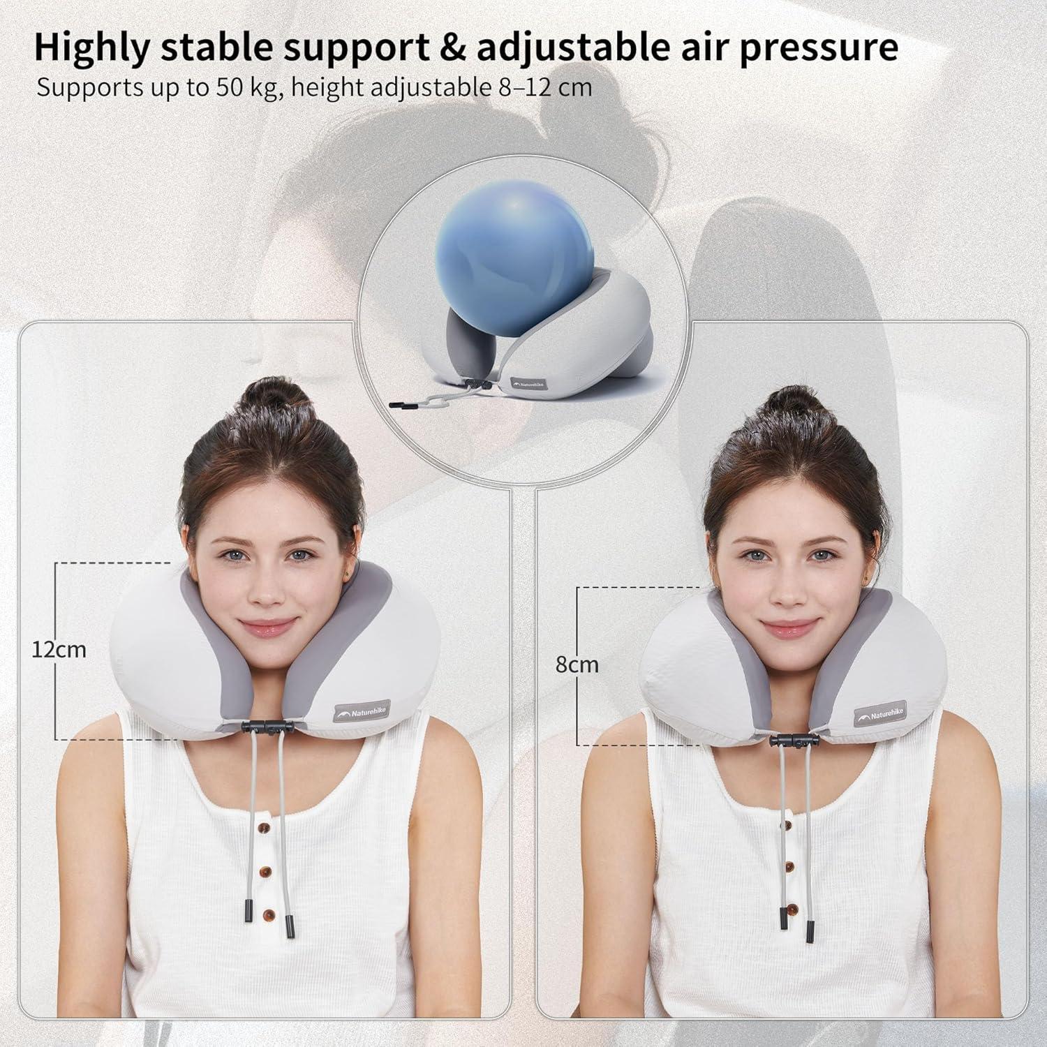 image:imageNaturehike Neck Pillow Aeroplane Inflatable Pressure Air Cushion Inflatable Travel Pillow Lightweight Neck Pillow Adult for Airplane Train OfficeGrey