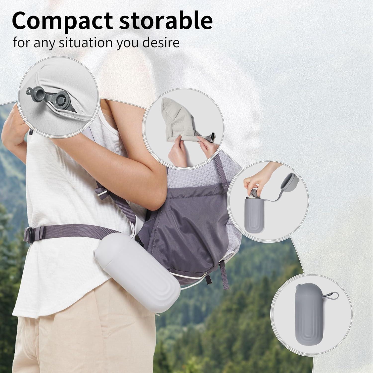 image:imageNaturehike Neck Pillow Aeroplane Inflatable Pressure Air Cushion Inflatable Travel Pillow Lightweight Neck Pillow Adult for Airplane Train OfficeGrey
