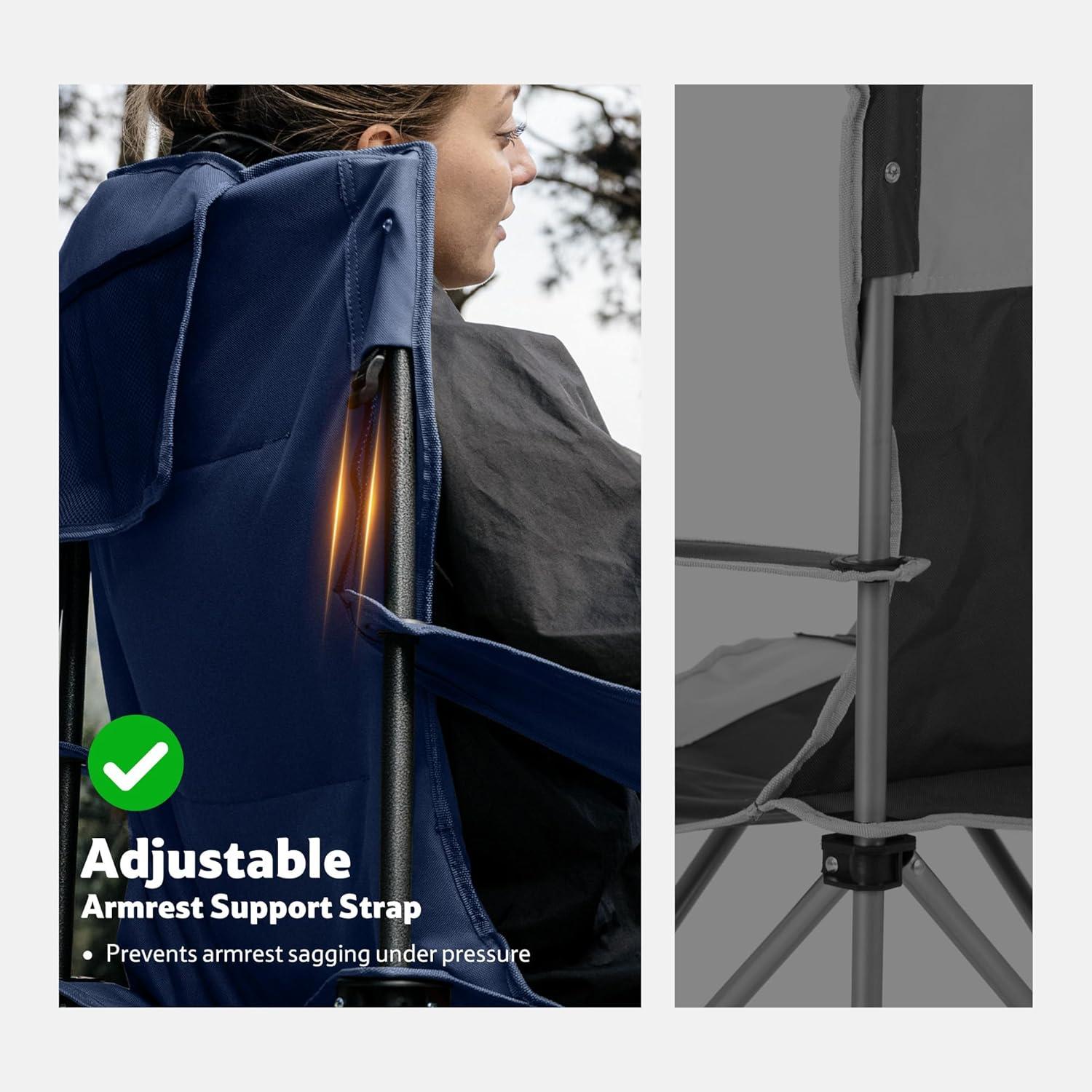 image:imageNaturehike Oversized Camping Chair with Cooler Bag Heavy Duty Lawn Chair Support 450 LBS Portable Padded Outdoor Folding Chair 2 PackSummit Blue