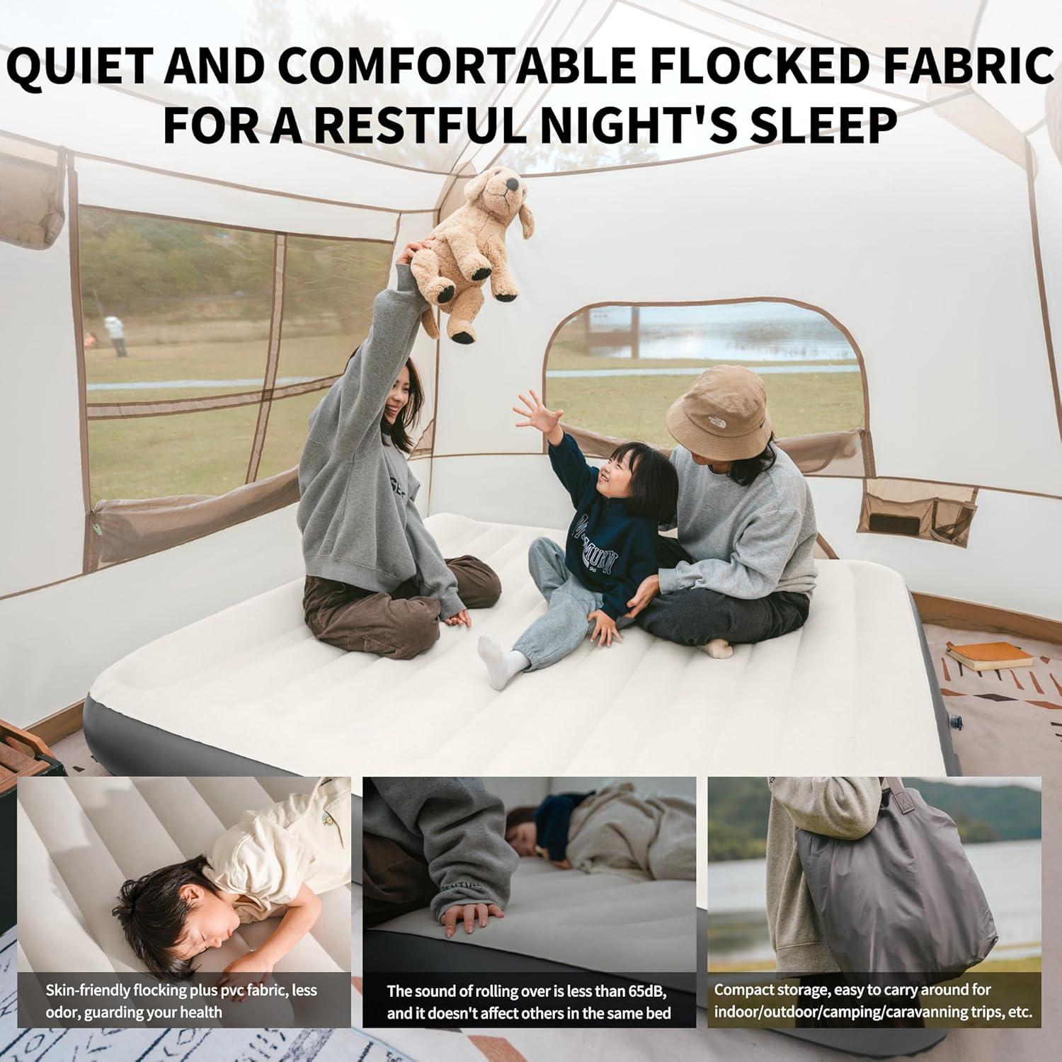 image:imageNaturehike Pillow Top Plush Compact King Air Mattress with Rechargeable Builtin Pump 992 LBS Support Blow Up Bed with Annular Air Column Structure Inflatable Airbed for Home Camping GuestsCompact King7874 x 709in