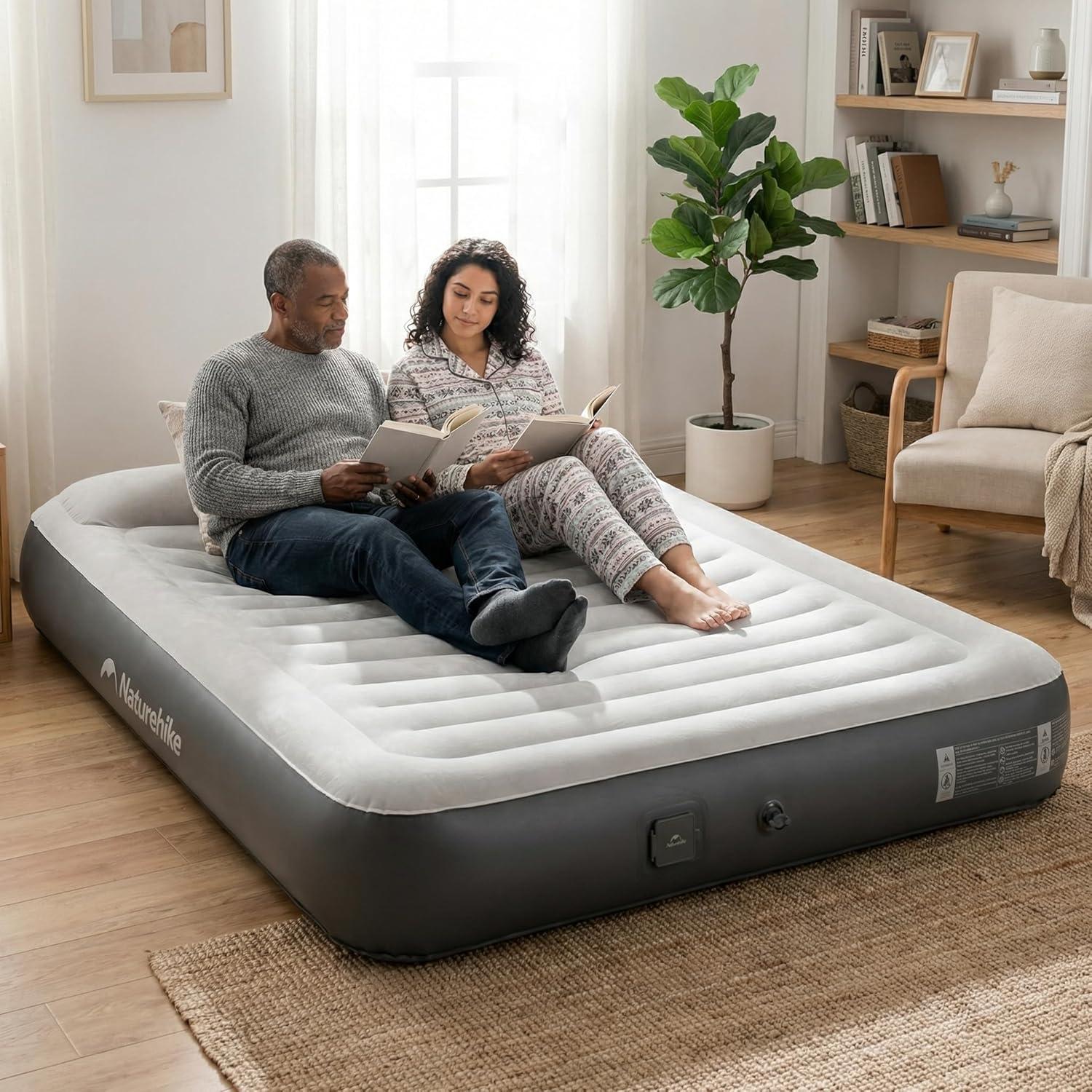image:imageNaturehike Pillow Top Plush Compact King Air Mattress with Rechargeable Builtin Pump 992 LBS Support Blow Up Bed with Annular Air Column Structure Inflatable Airbed for Home Camping GuestsCompact King7874 x 709in