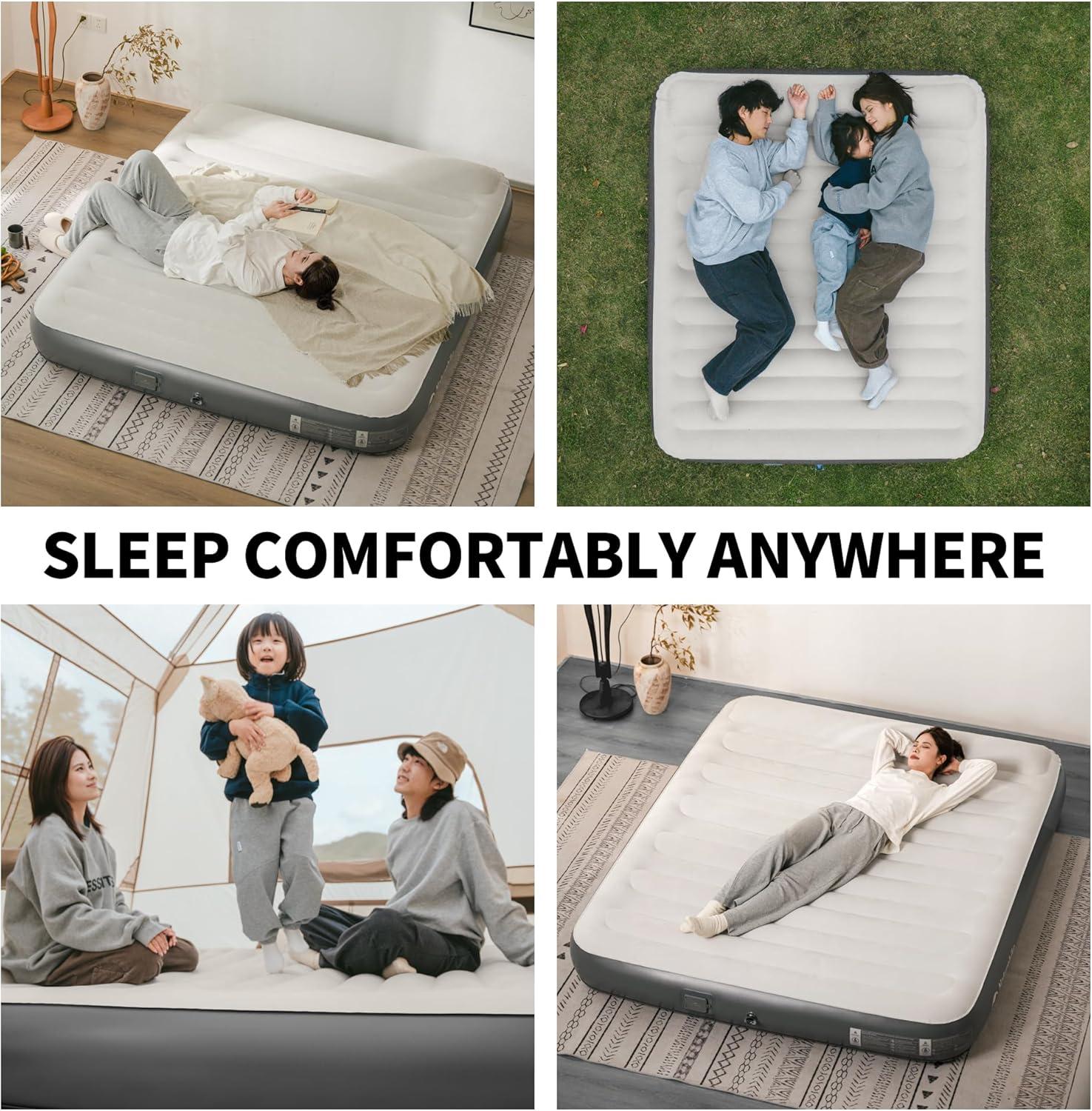 image:imageNaturehike Pillow Top Plush Compact King Air Mattress with Rechargeable Builtin Pump 992 LBS Support Blow Up Bed with Annular Air Column Structure Inflatable Airbed for Home Camping GuestsCompact King7874 x 709in