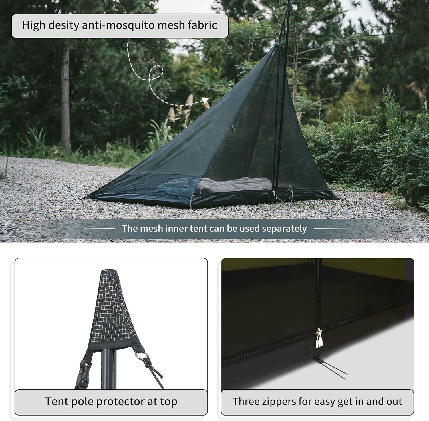 image:imageNaturehike Ranch Fire 4 Season Teepee Tent 2 Person Hot Tent with Stove Jack Windproof Waterproof Cold Weather Winter Tents for Campingbrown green24 Person