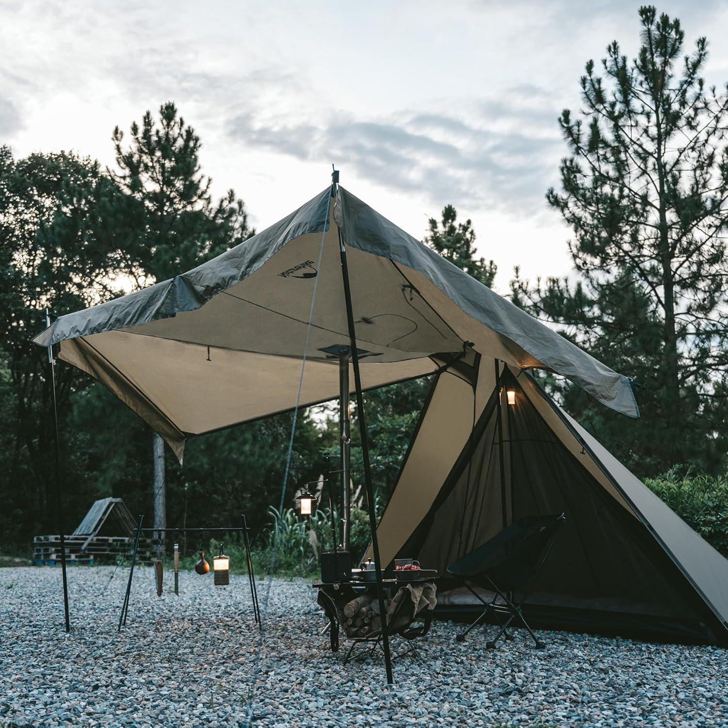image:imageNaturehike Ranch Fire 4 Season Teepee Tent 2 Person Hot Tent with Stove Jack Windproof Waterproof Cold Weather Winter Tents for Campingbrown green24 Person