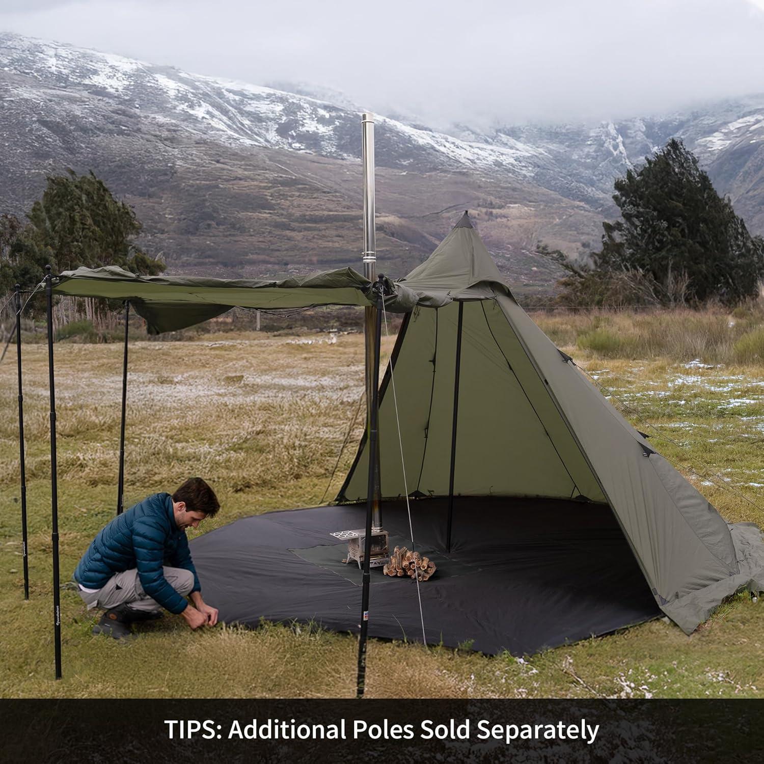 image:imageNaturehike Ranch Fire Teepee Tent Cold Weather Winter Hot Tent with Stove Jack 46 Person Waterproof Windproof 4 Season Tents for CampingTent Floor