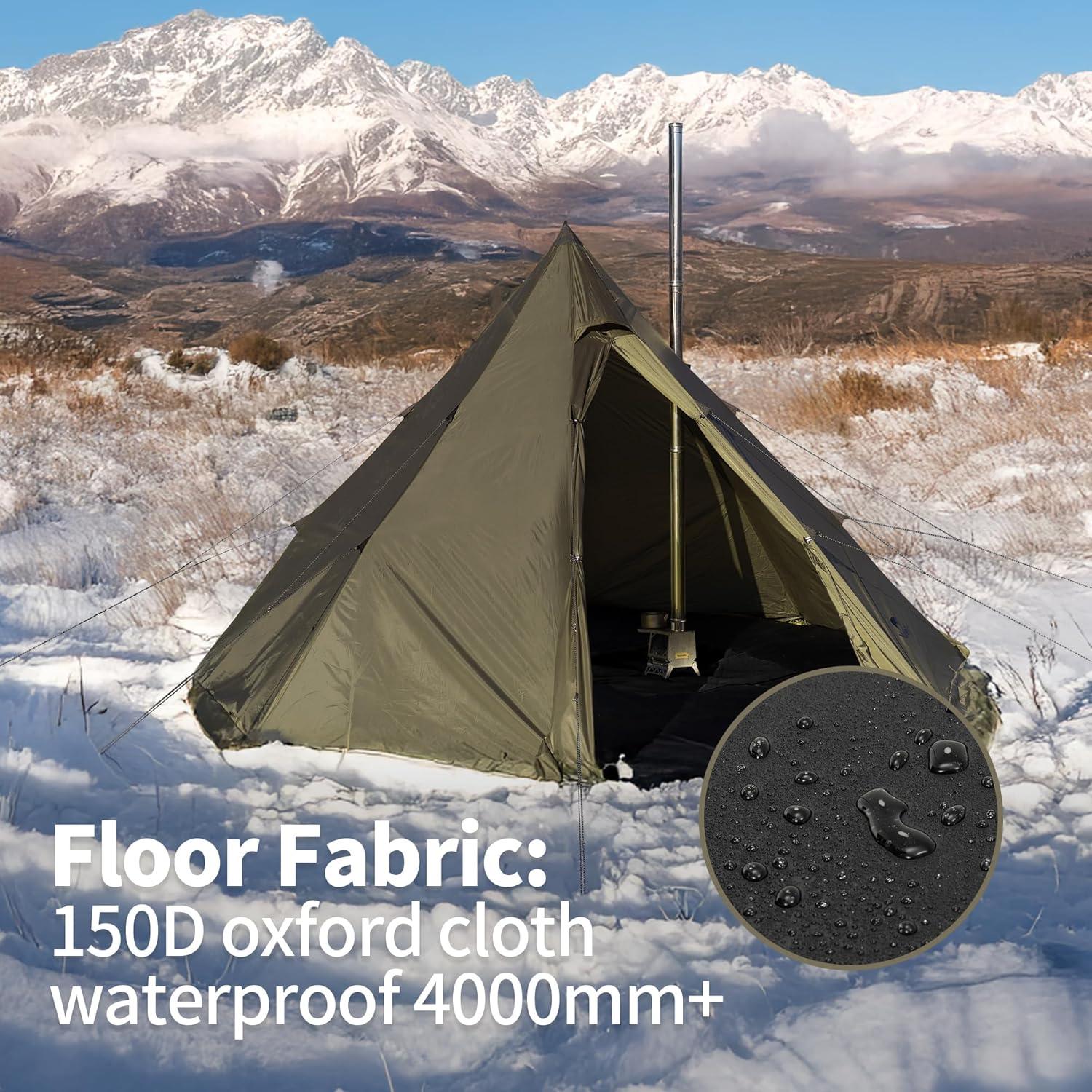 image:imageNaturehike Ranch Fire Teepee Tent Cold Weather Winter Hot Tent with Stove Jack 46 Person Waterproof Windproof 4 Season Tents for CampingTent Floor