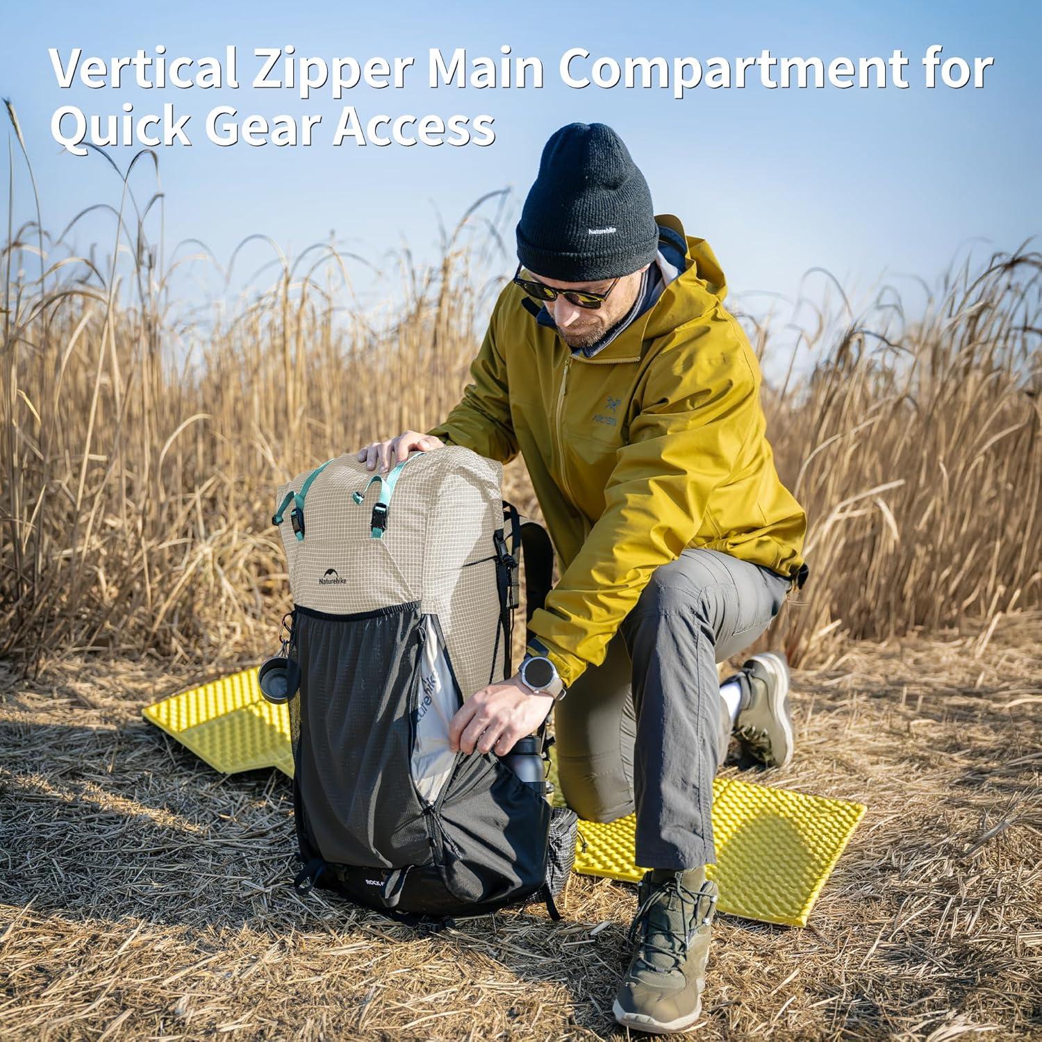 image:imageNaturehike Rock 20 Internal Frame Hiking Backpack 30L45L65L Ultralight with Rain Cover Backpack for Men and WomenWhite