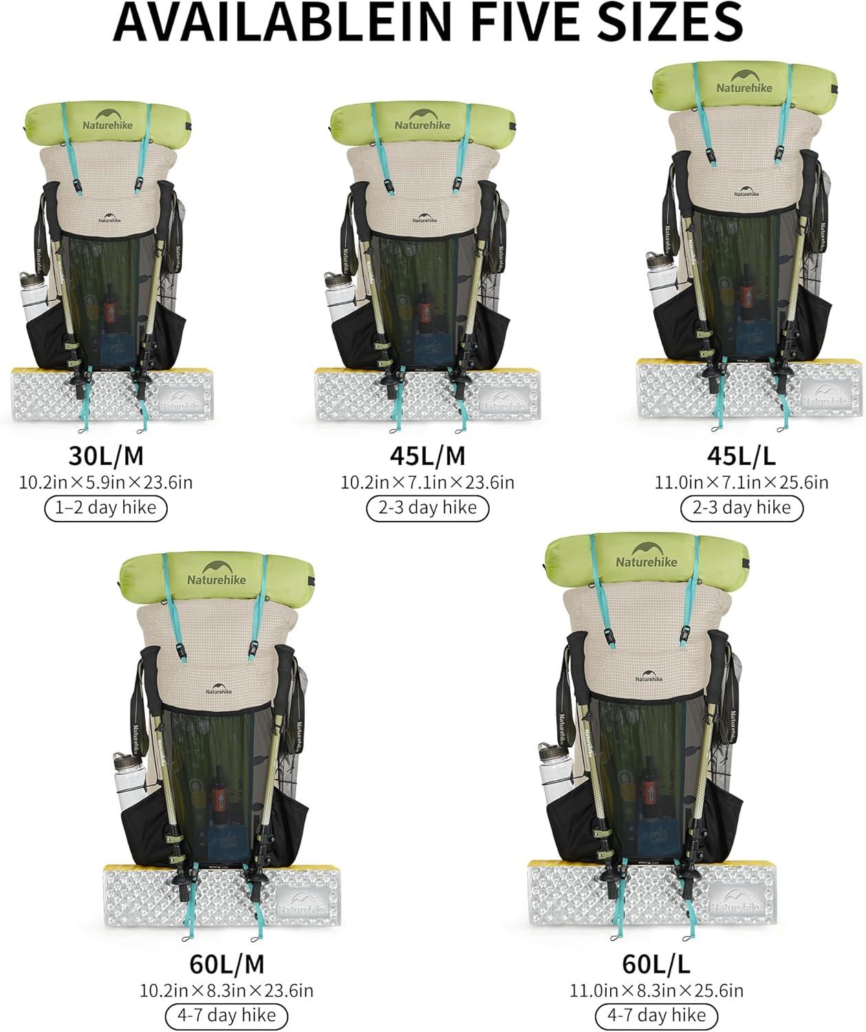 image:imageNaturehike Rock 20 Internal Frame Hiking Backpack 30L45L65L Ultralight with Rain Cover Backpack for Men and WomenWhite