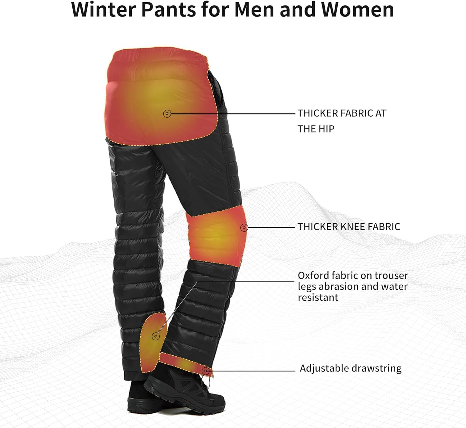 image:imageNaturehike Side Zipper Down Pants Mens Womens Winter Snow Ski Pants Windproof Warm Insulated Puffy TrousersBlackxl