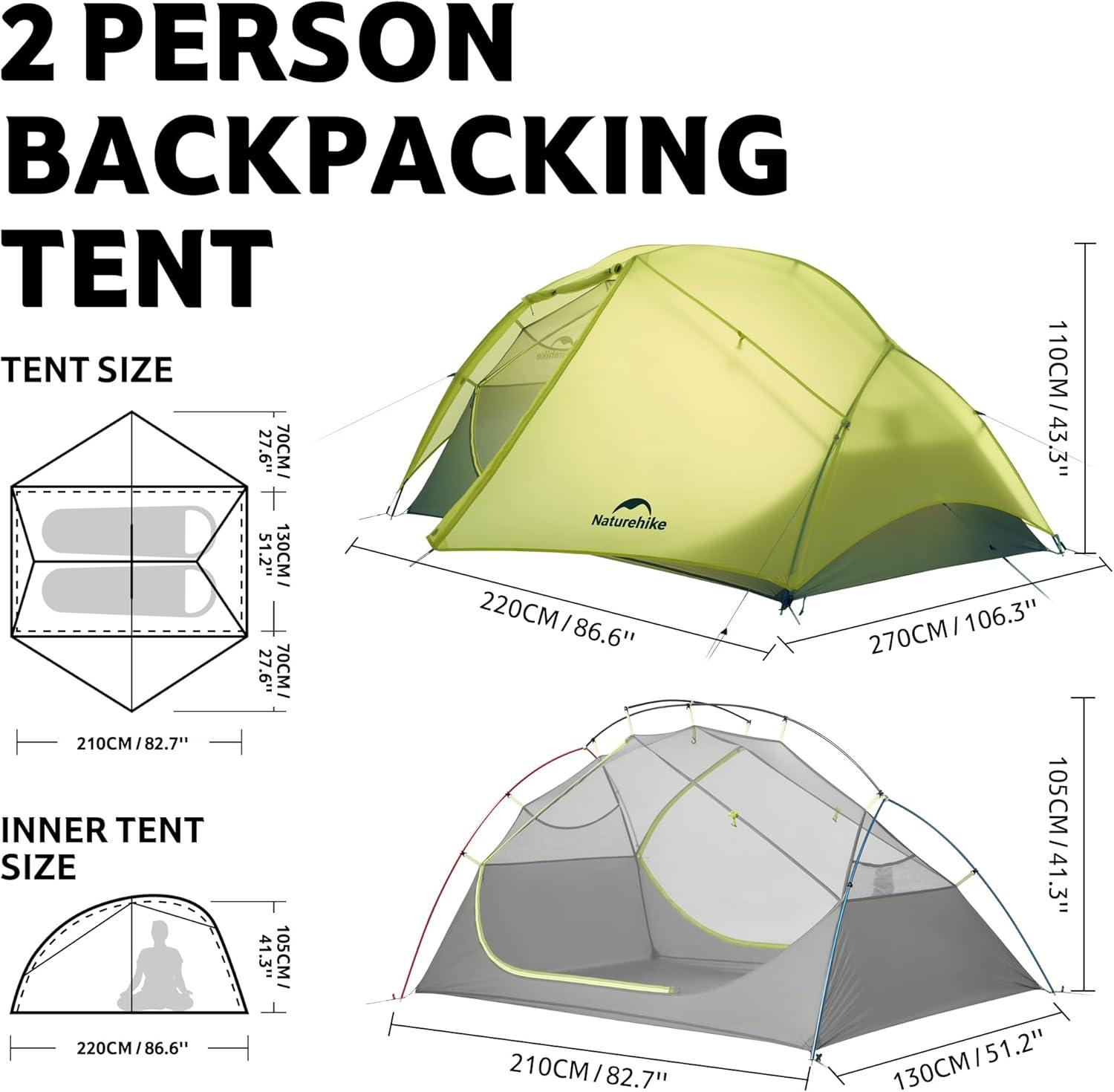 image:imageNaturehike Star River EXT Ultralight Tent with DAC Poles Waterproof 2 Person Backpacking Tent Double Layer Free Standing Two Person Tents