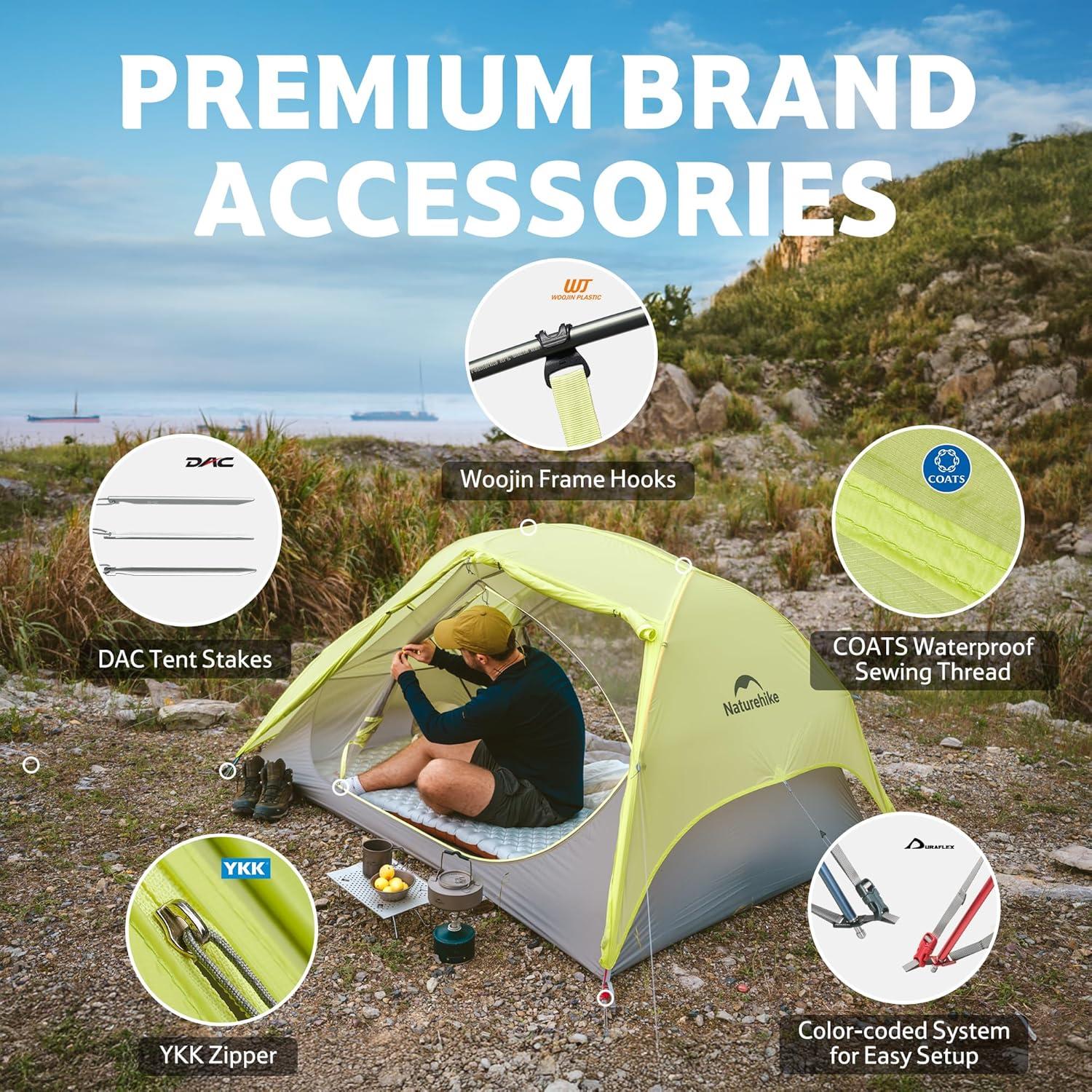image:imageNaturehike Star River EXT Ultralight Tent with DAC Poles Waterproof 2 Person Backpacking Tent Double Layer Free Standing Two Person Tents