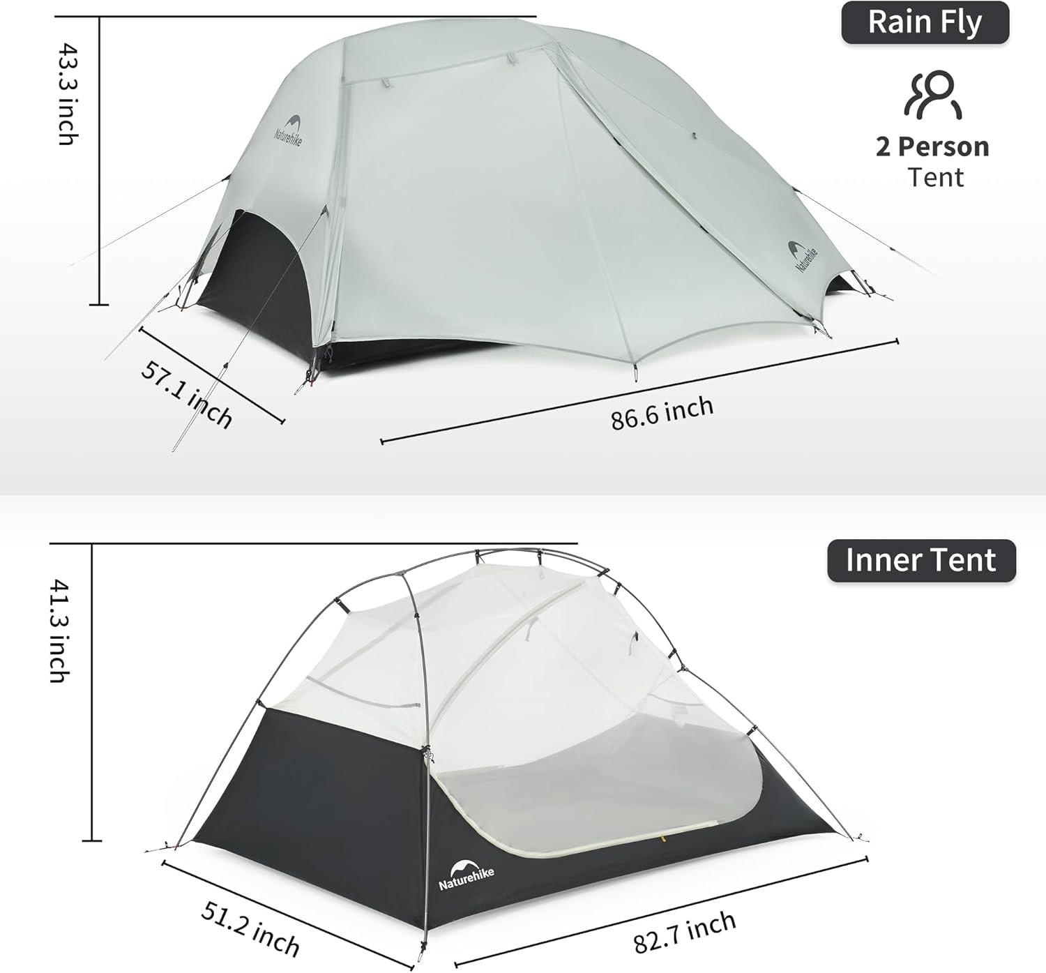 image:imageNaturehike Star River UL 2 Person Backpacking Tent Double Layer Waterproof Two Person Tents Lightweight Backpacking Cycling 2 Person TentGray