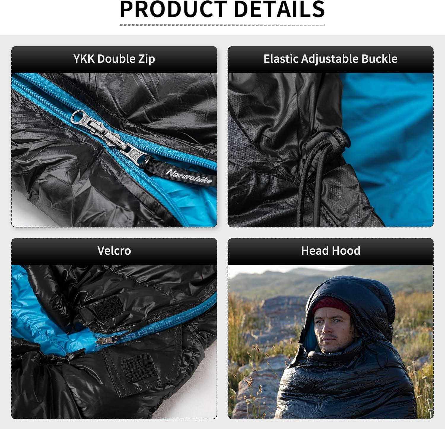 image:imageNaturehike Ultralight Down Sleeping Bag 650FP Backpacking Sleeping Bag 34 Season for Adults 3242 Waterproof Sleeping Bags for Camping Hiking Traveling with Compression Sack