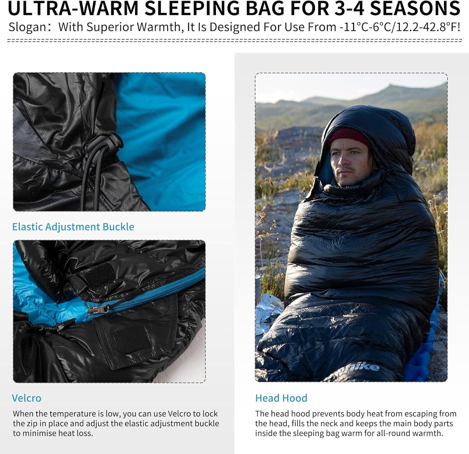 image:imageNaturehike Ultralight Down Sleeping Bag 650FP Backpacking Sleeping Bag for Adults 404 Waterproof Sleeping Bags for Camping Hiking Traveling with Compression SackBlack