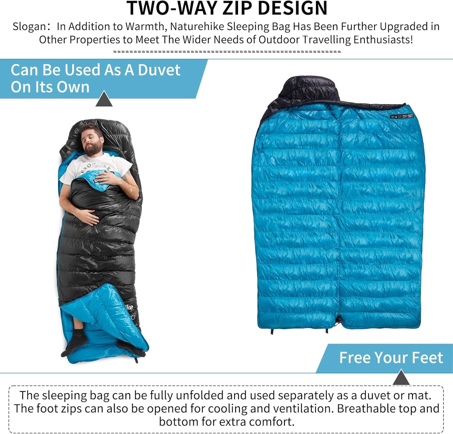 image:imageNaturehike Ultralight Down Sleeping Bag 650FP Backpacking Sleeping Bag for Adults 404 Waterproof Sleeping Bags for Camping Hiking Traveling with Compression SackBlack