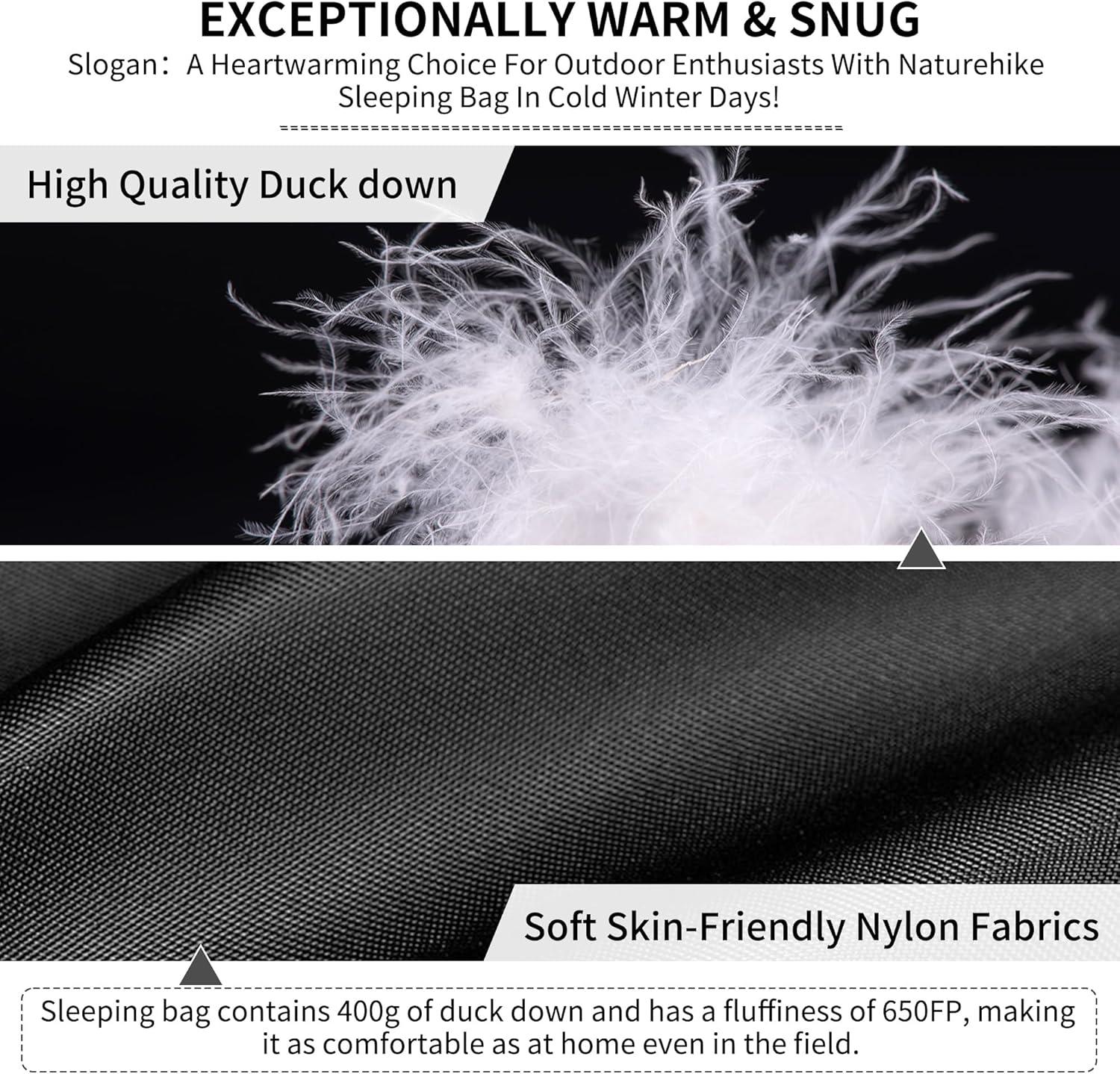 image:imageNaturehike Ultralight Down Sleeping Bag 650FP Backpacking Sleeping Bag for Adults 404 Waterproof Sleeping Bags for Camping Hiking Traveling with Compression SackBlack