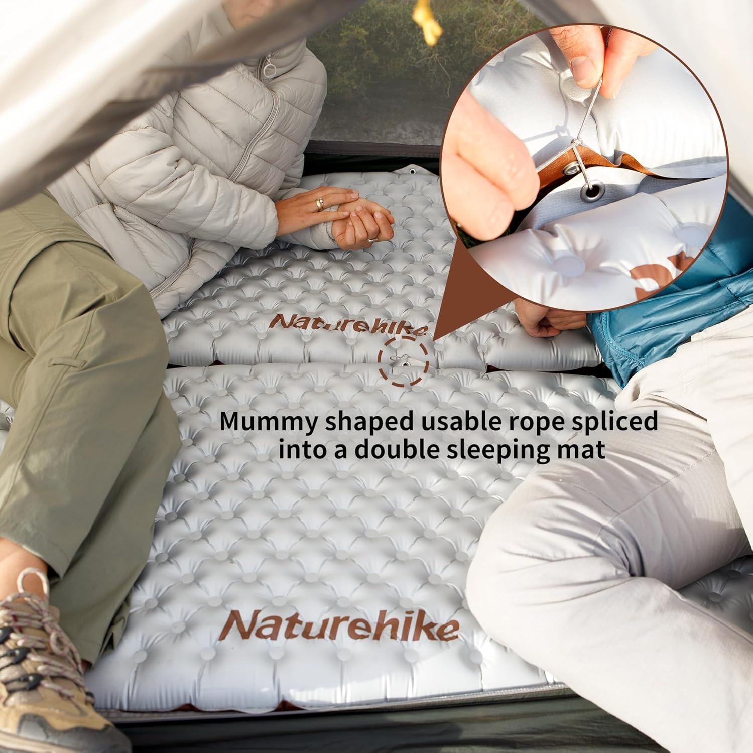 image:imageNaturehike Ultralight Insulated Sleeping Pad with R58 32in Thickened Patchworkable Inflatable Double Sleeping Mat for Camping Hiking Climbing with Inflatable BagSilvermummy