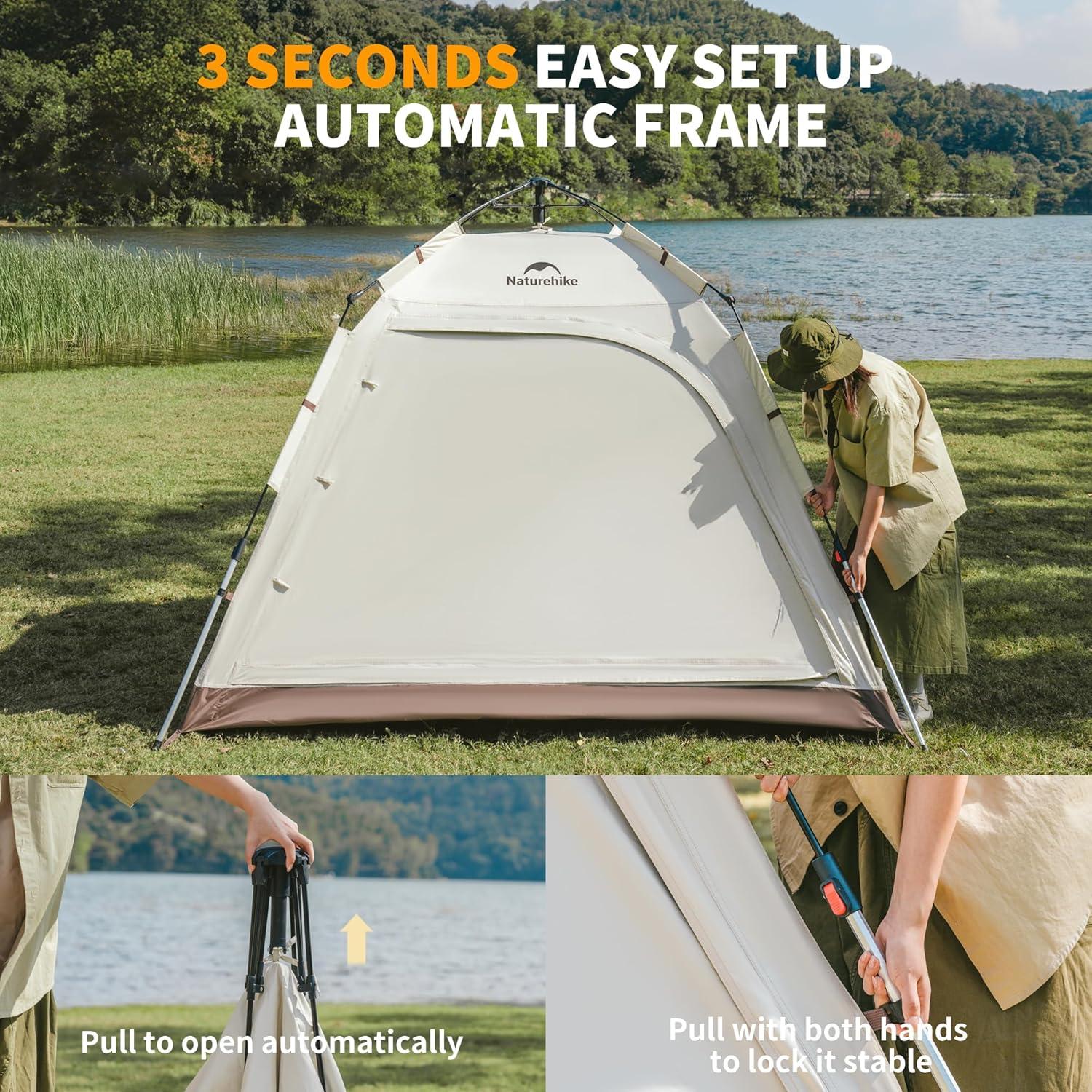 image:imageNaturehike Upgraded Ango 34 Person Blackout TentInstant Pop up Tents for Camping Waterproof AntiUV Camping TentBrown3 Person